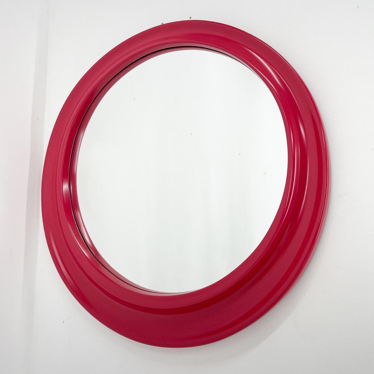 Mid-Century Modern 1980's Italian Round Wall Mirror For Sale