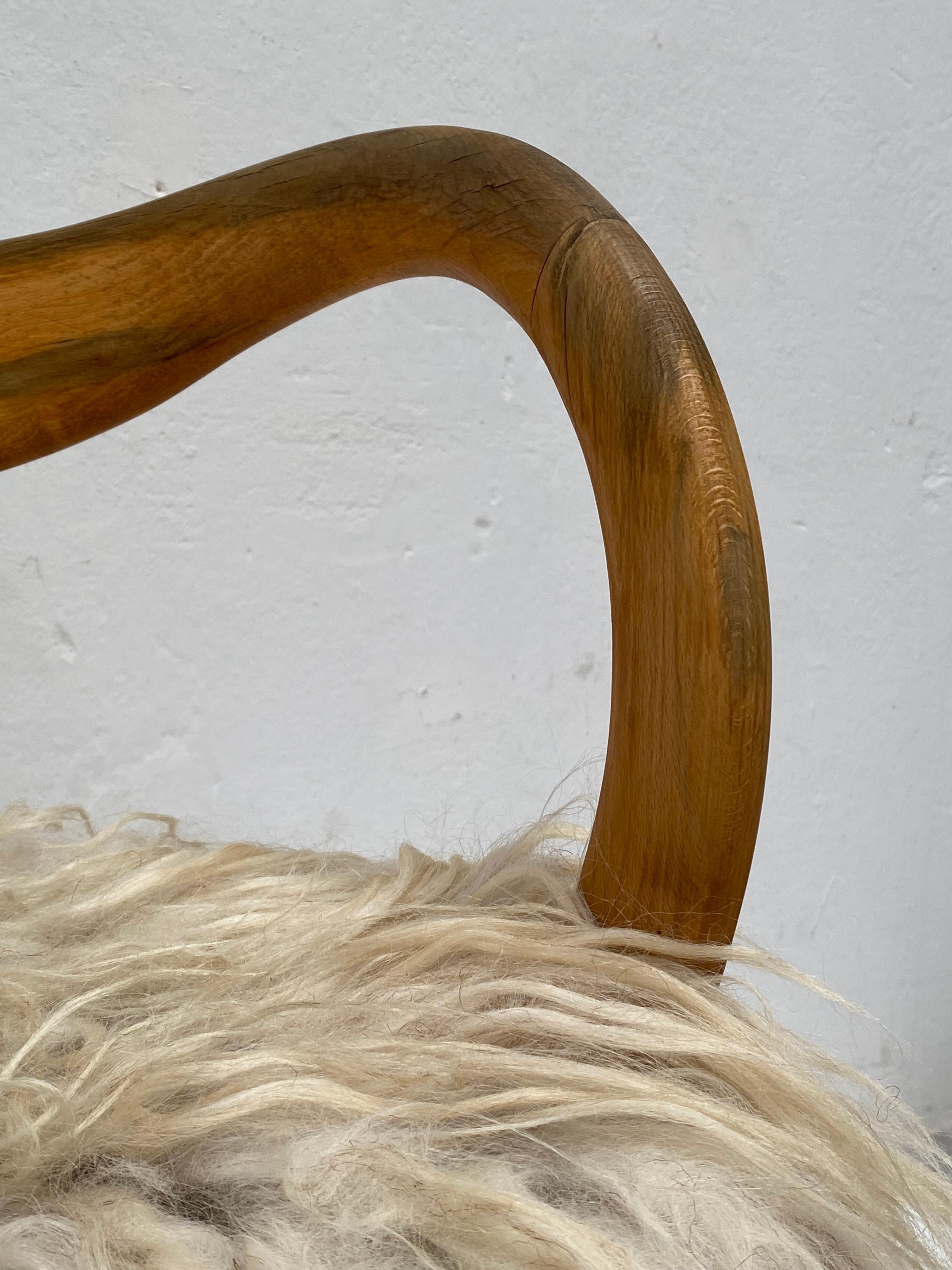 1980's Italian Sculptural Birch Chair by A. Sibau Custom Felted Wool Upholstery  4
