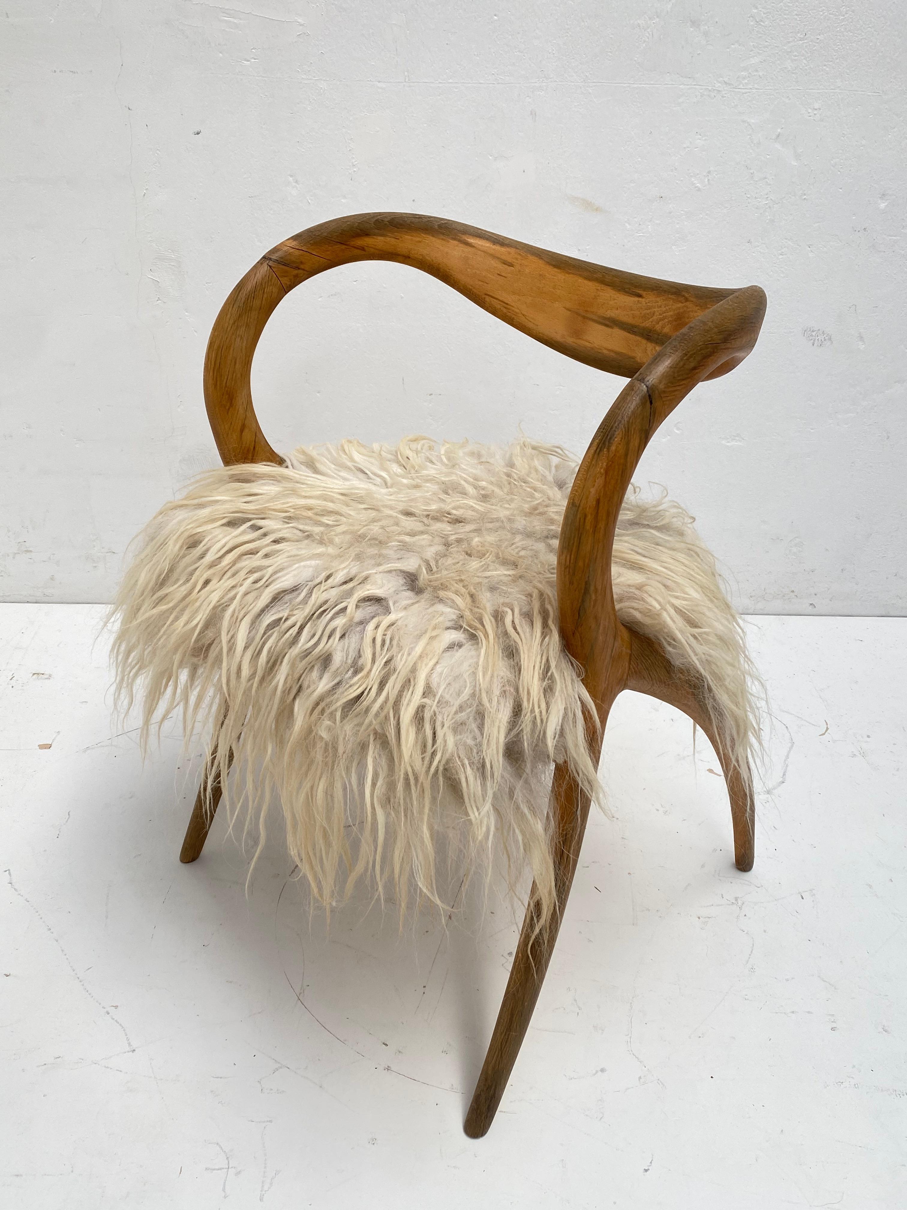 1980's Italian Sculptural Birch Chair by A. Sibau Custom Felted Wool Upholstery  5