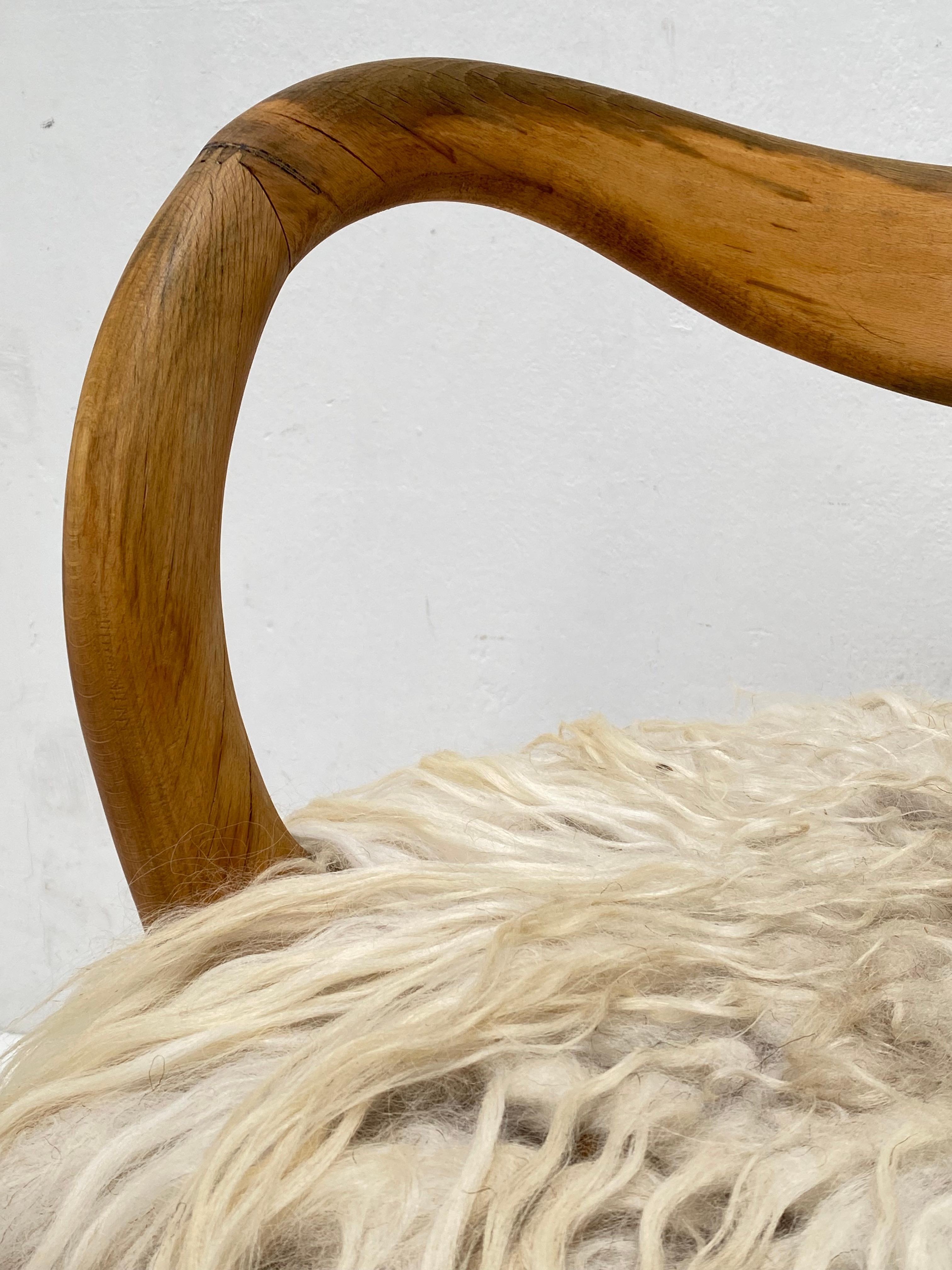 1980's Italian Sculptural Birch Chair by A. Sibau Custom Felted Wool Upholstery  6