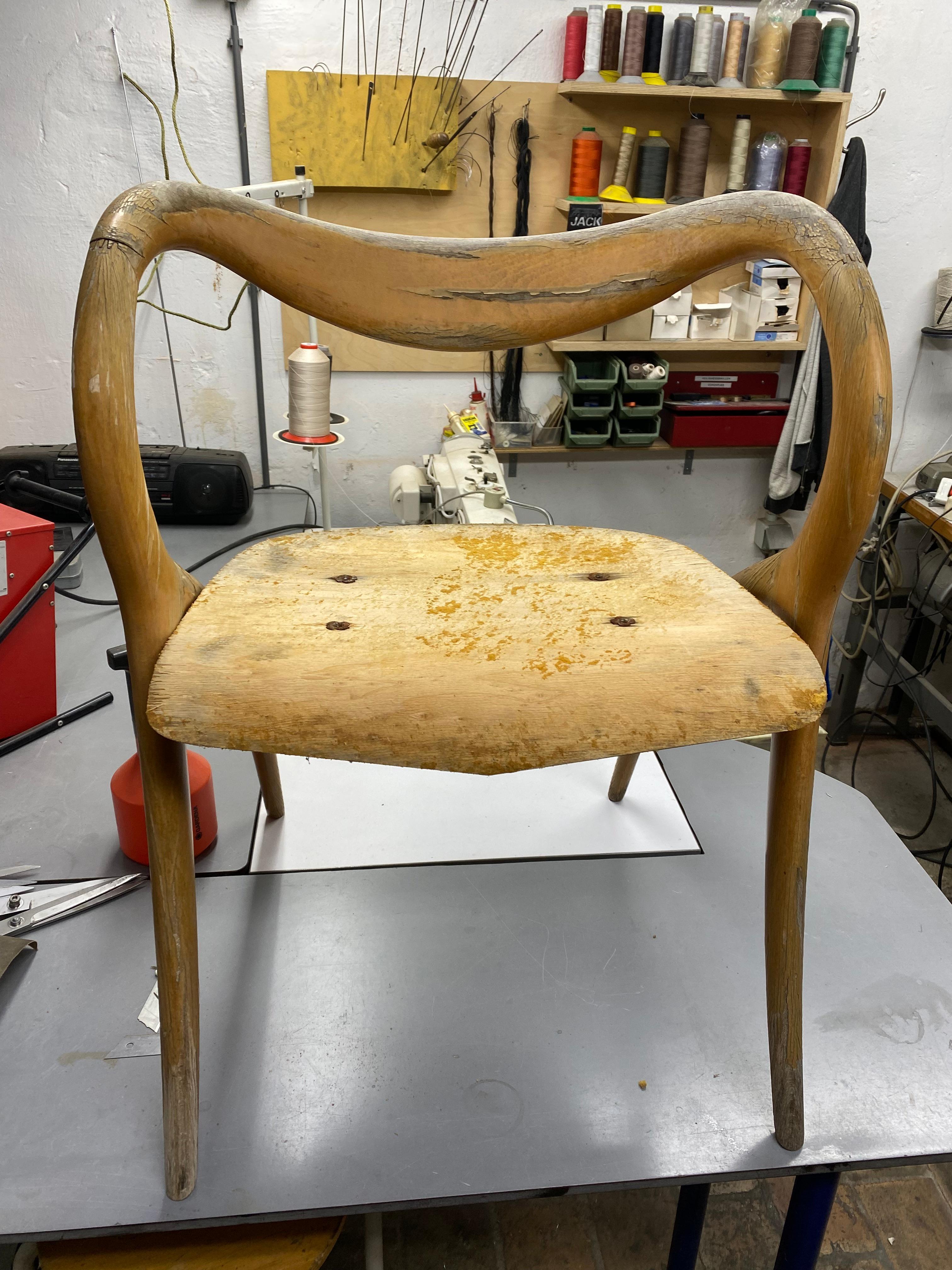1980's Italian Sculptural Birch Chair by A. Sibau Custom Felted Wool Upholstery  13
