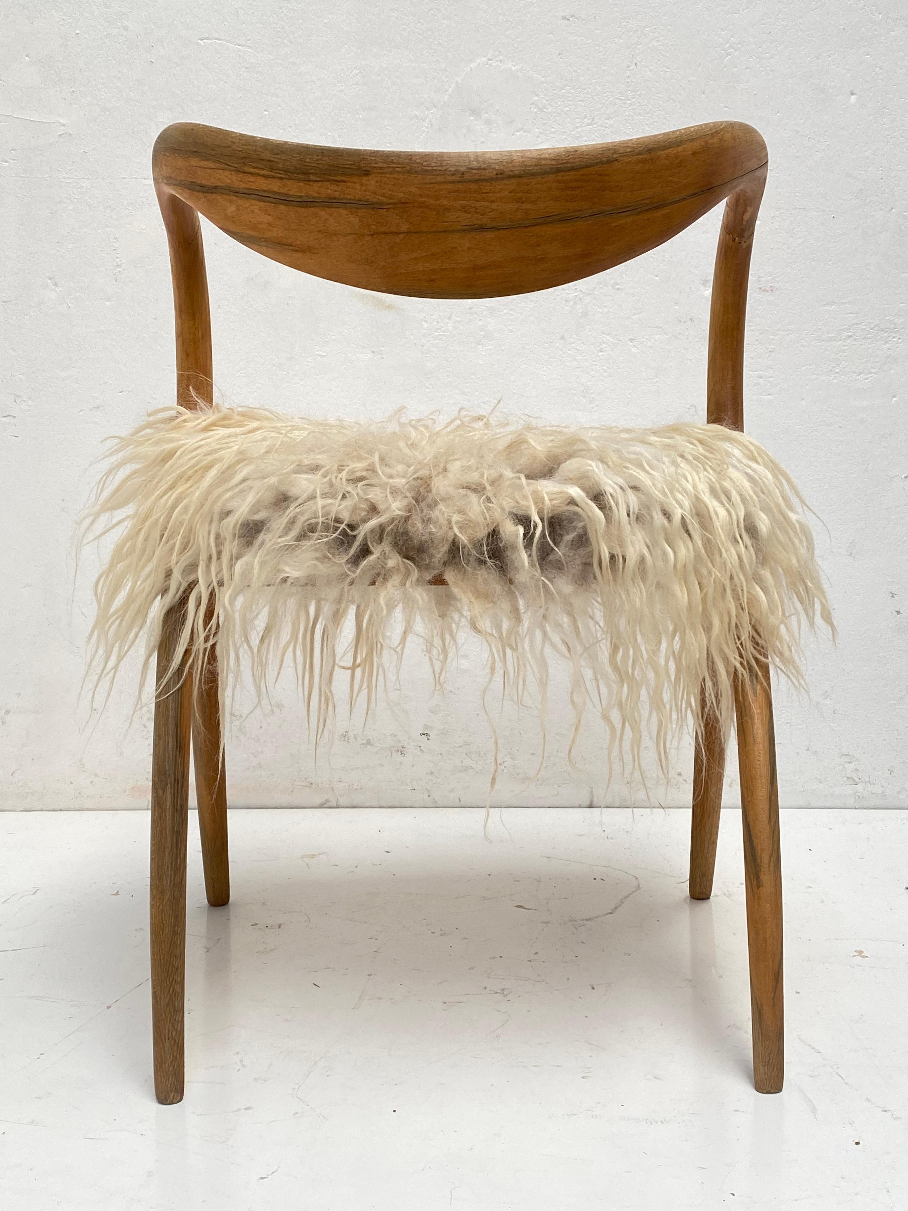 Late 20th Century 1980's Italian Sculptural Birch Chair by A. Sibau Custom Felted Wool Upholstery 