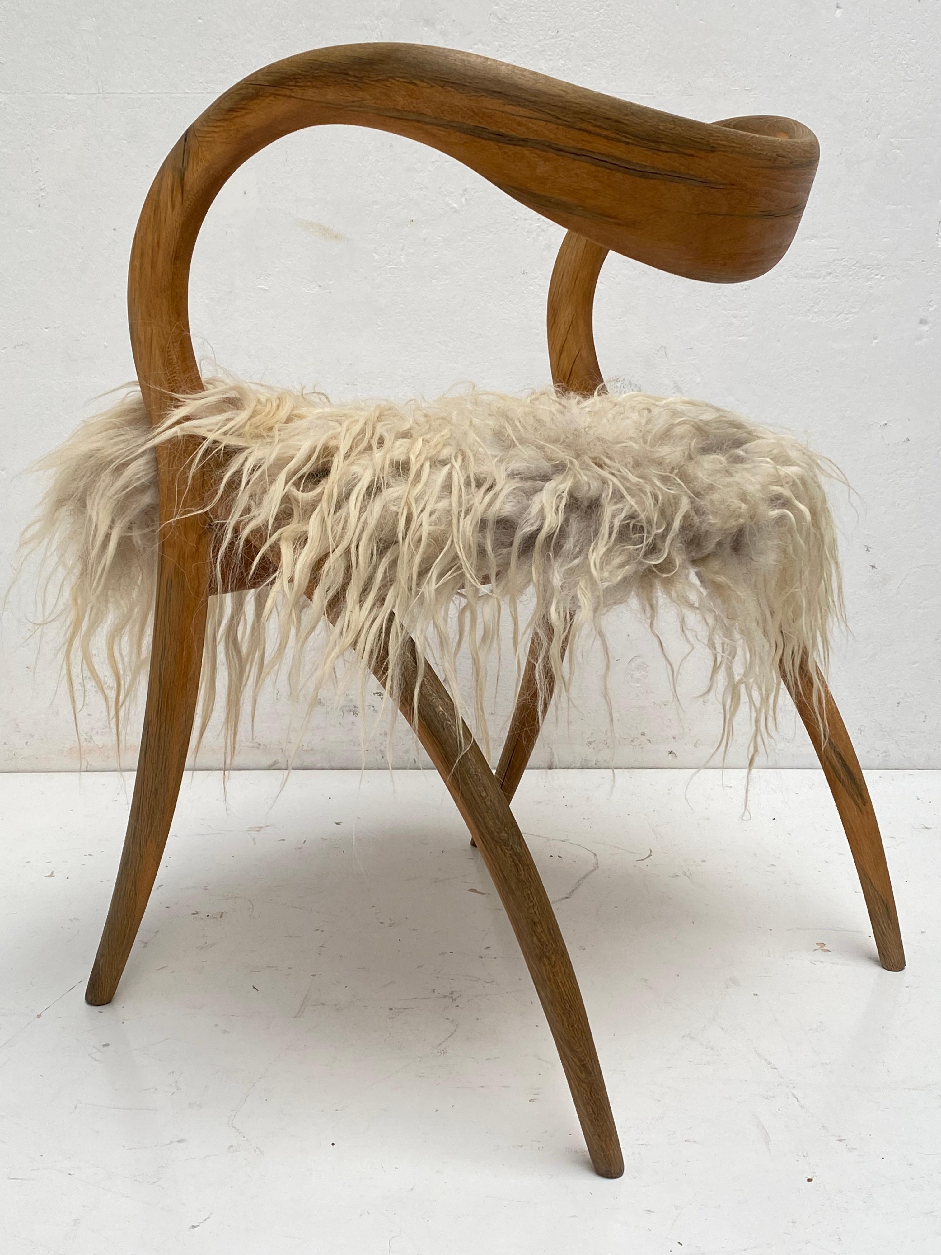 1980's Italian Sculptural Birch Chair by A. Sibau Custom Felted Wool Upholstery  1