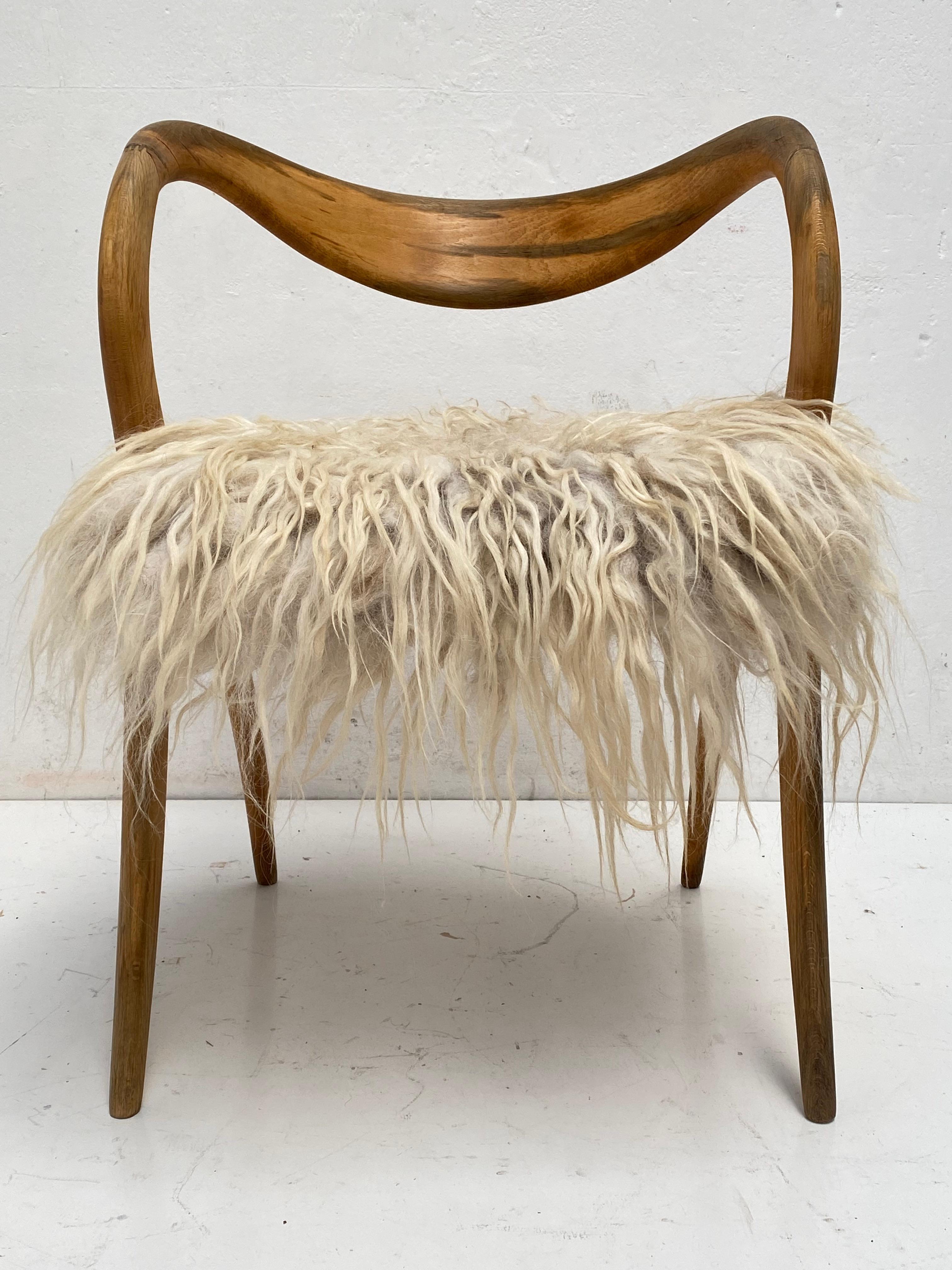 1980's Italian Sculptural Birch Chair by A. Sibau Custom Felted Wool Upholstery  2
