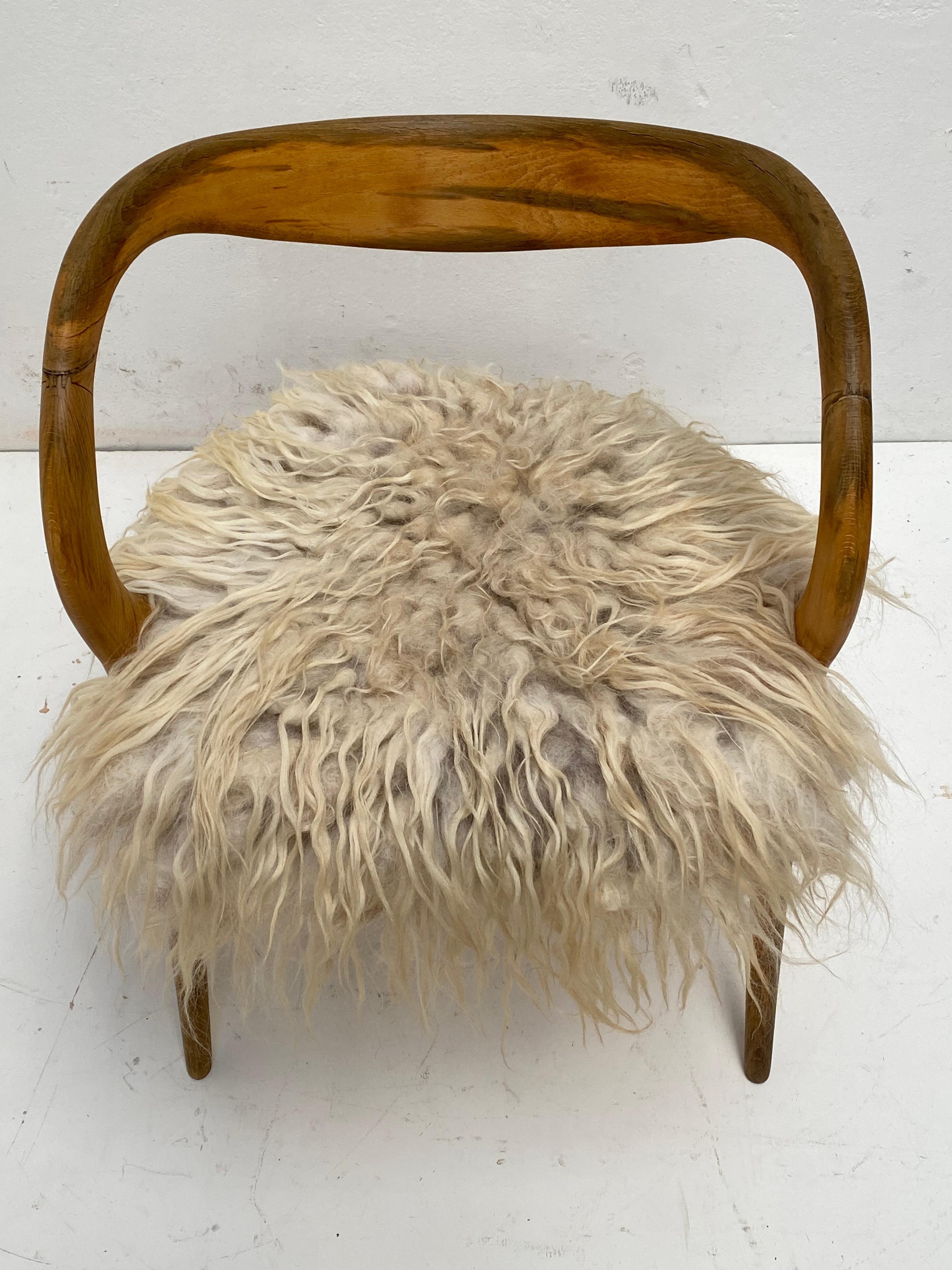 1980's Italian Sculptural Birch Chair by A. Sibau Custom Felted Wool Upholstery  3