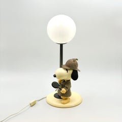 1980s Italian Snoopy Detective Table Lamp in Plastic and Fabric
