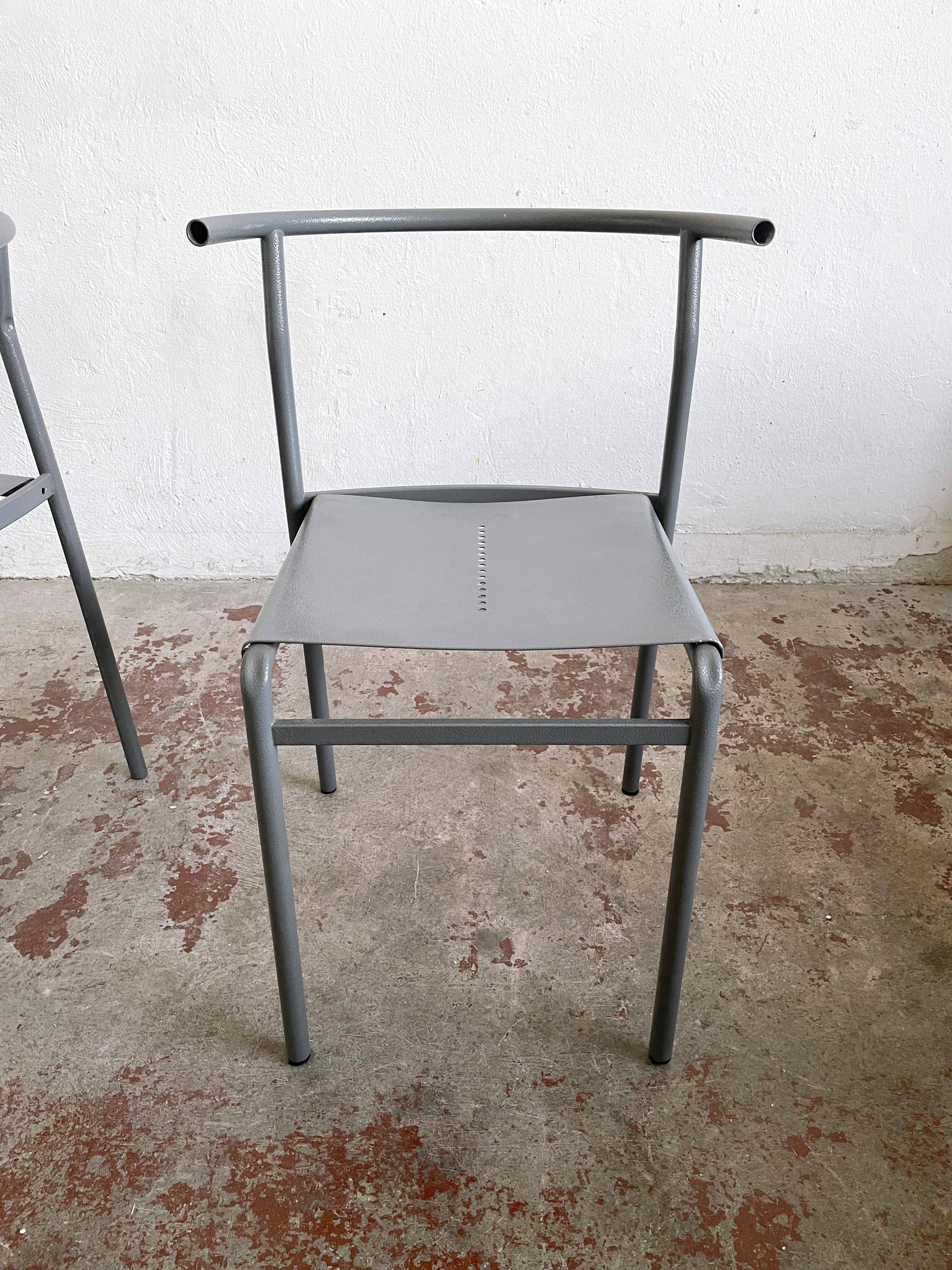 1980s Italian Stacking Metal Cafè Chair, Attributed to Philippe Starck 4