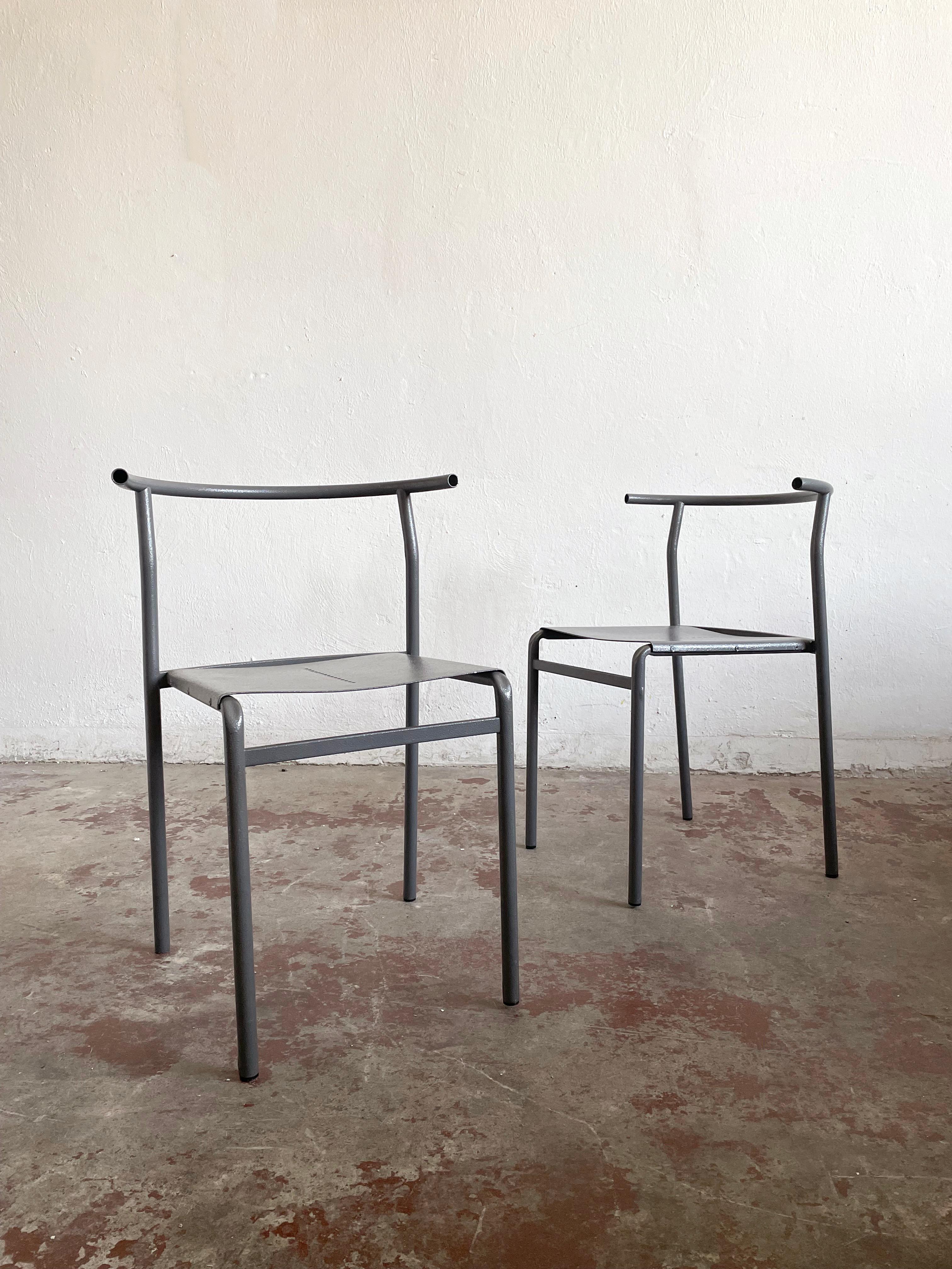 1980s Italian Stacking Metal Cafè Chair, Attributed to Philippe Starck 5