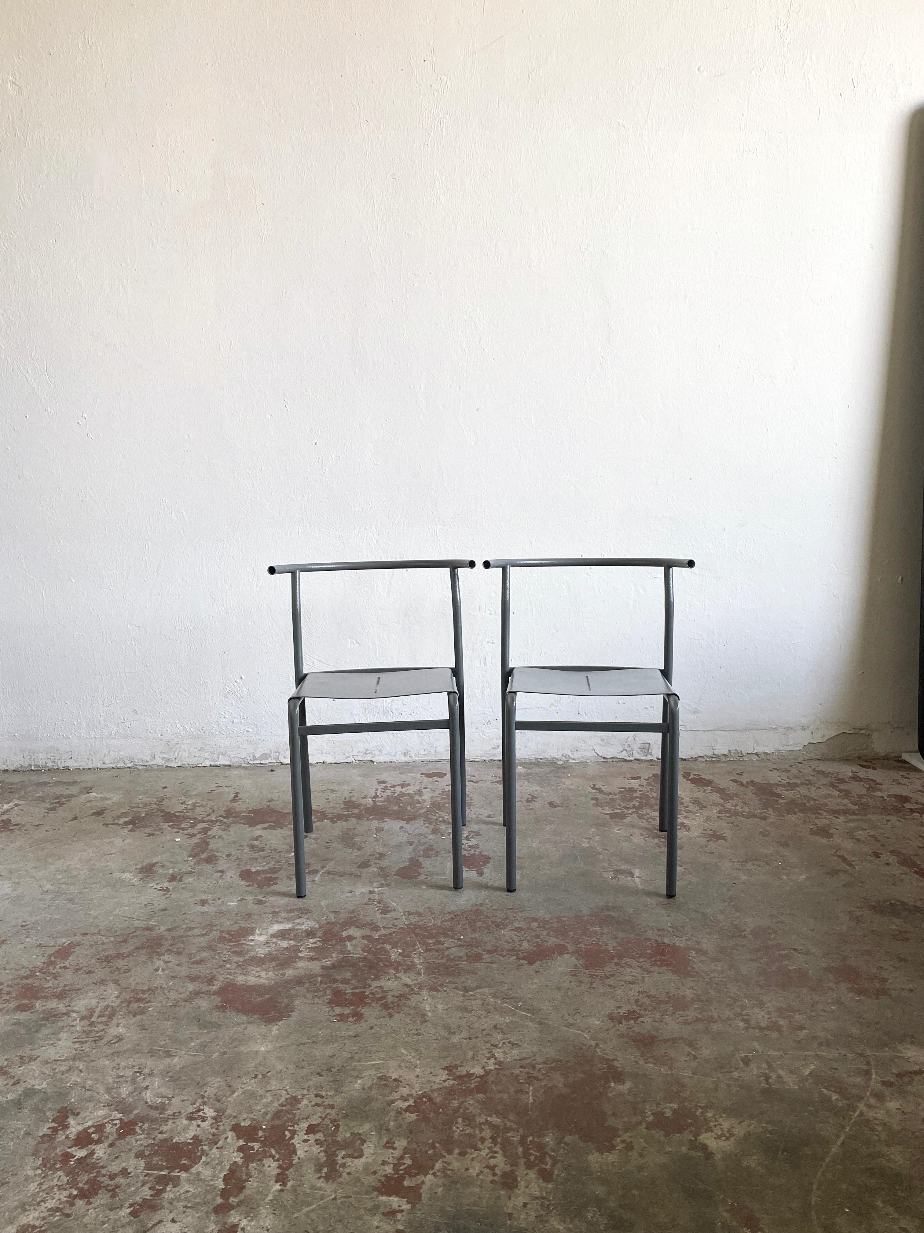 Post-Modern 1980s Italian Stacking Metal Cafè Chair, Attributed to Philippe Starck