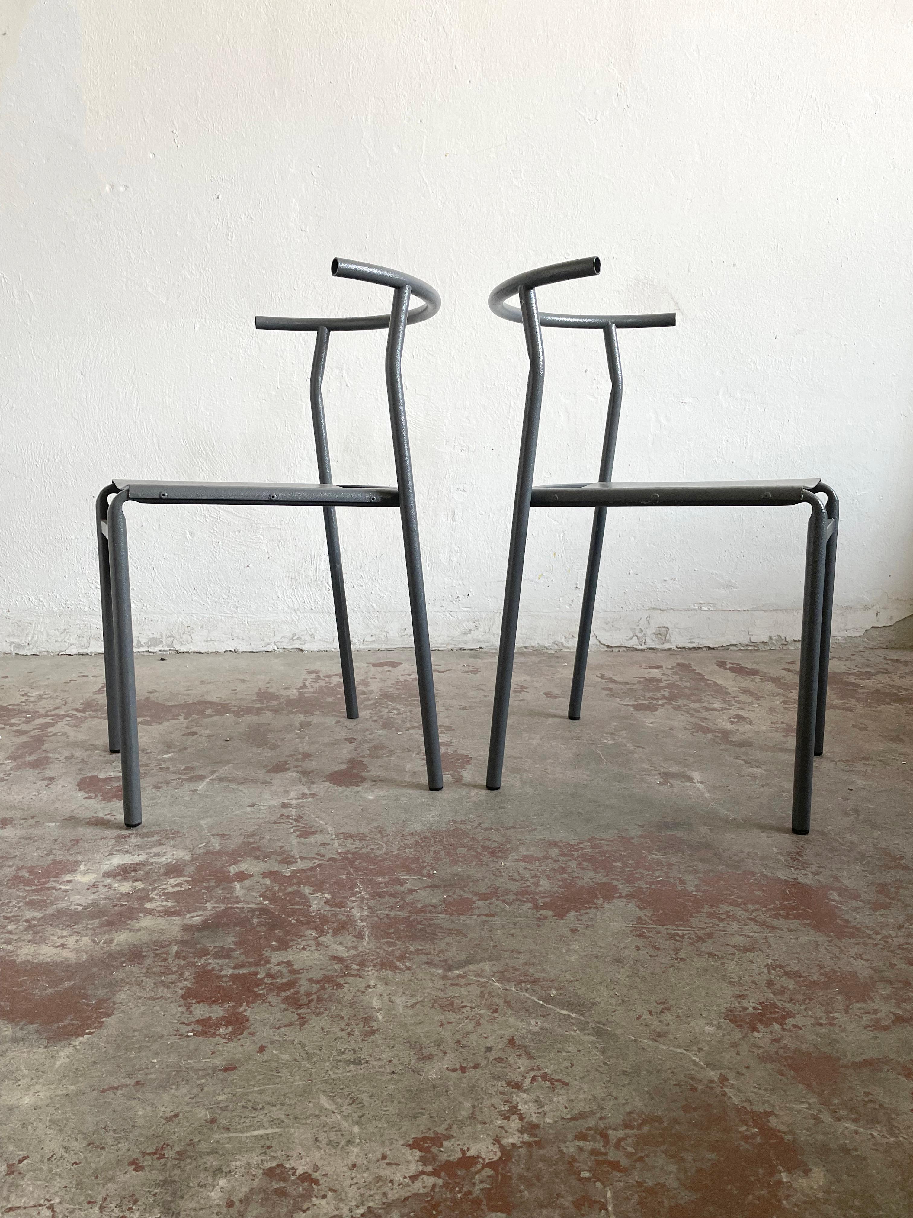20th Century 1980s Italian Stacking Metal Cafè Chair, Attributed to Philippe Starck