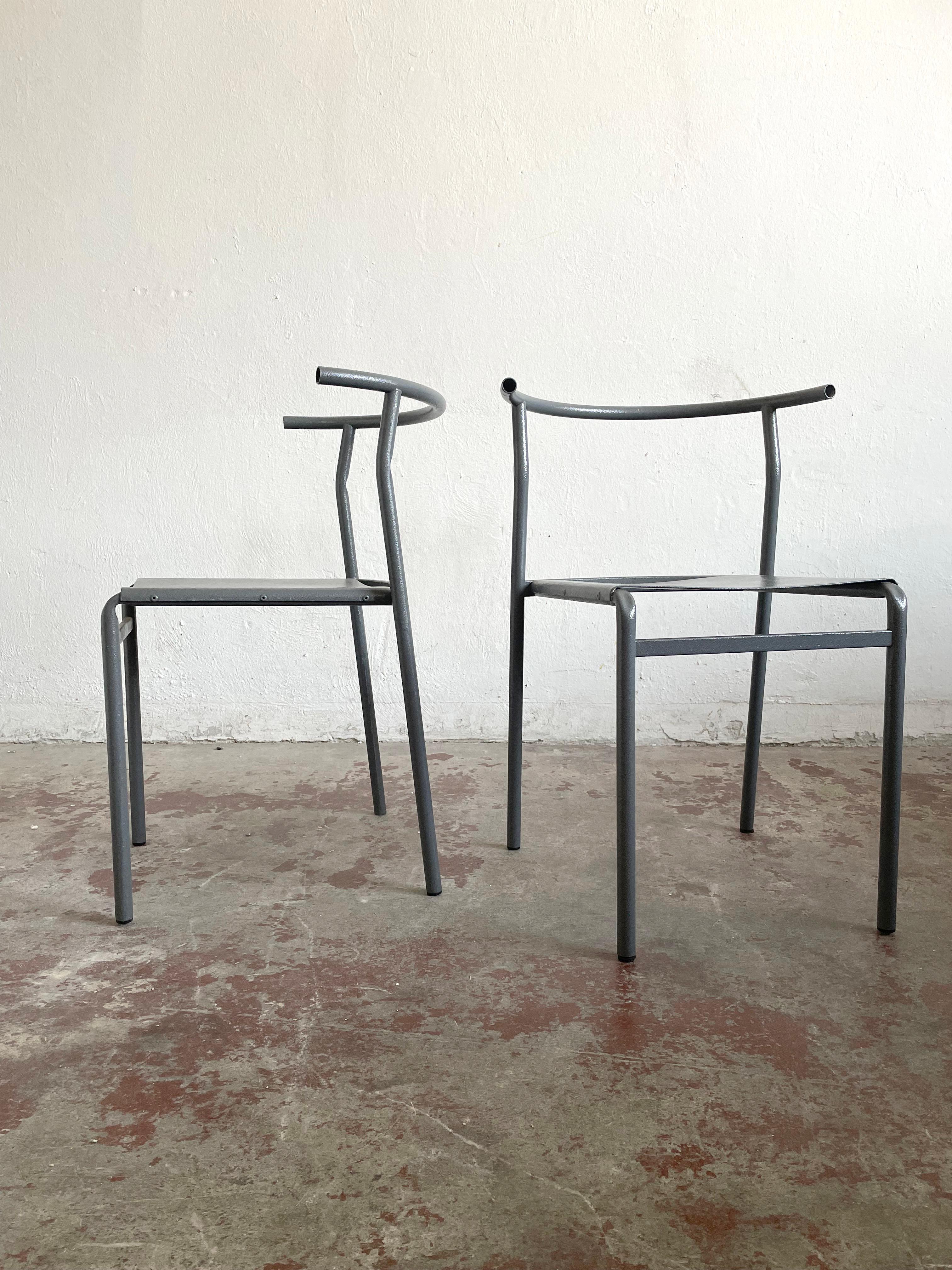 1980s Italian Stacking Metal Cafè Chair, Attributed to Philippe Starck 1