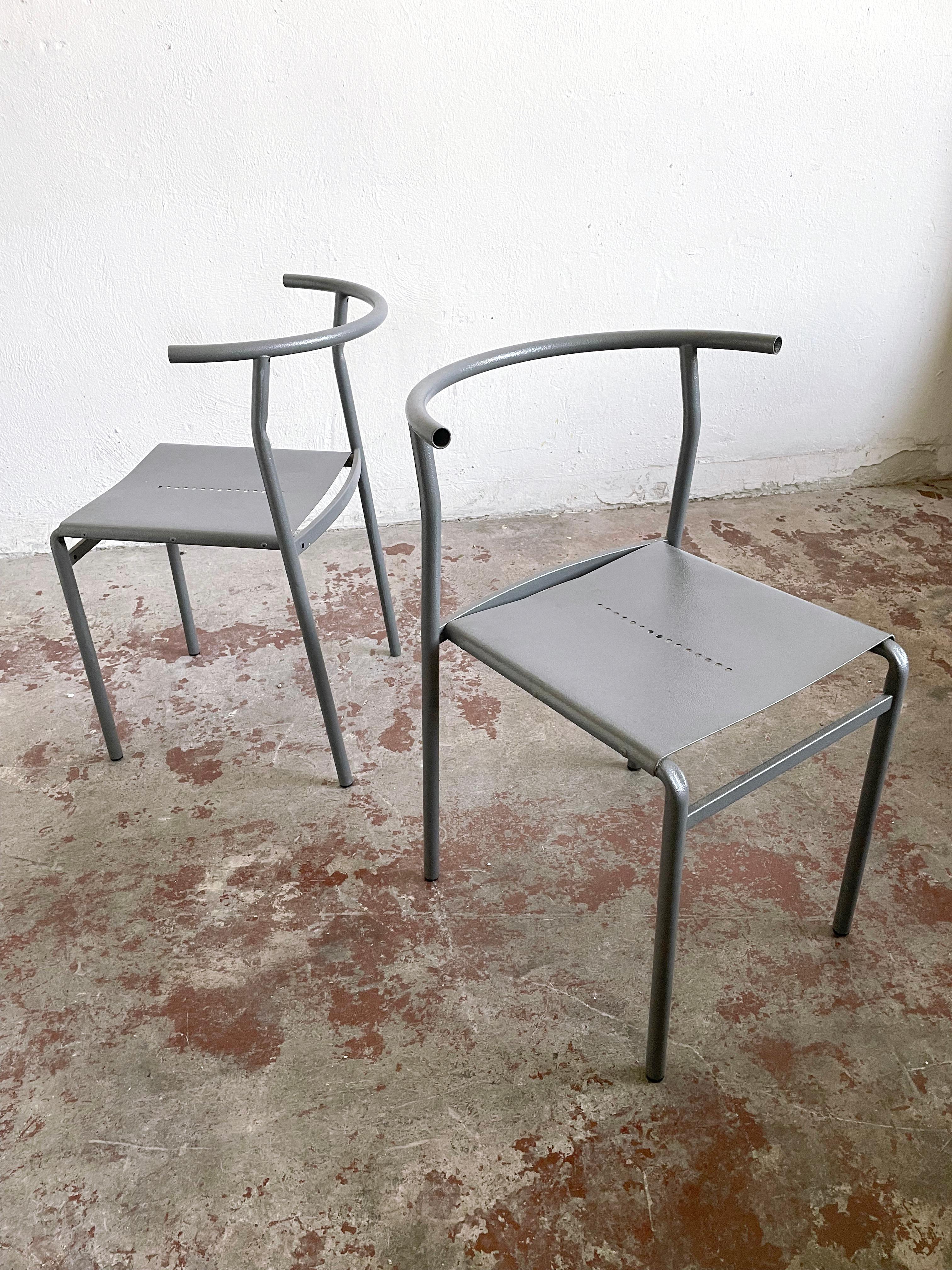 1980s Italian Stacking Metal Cafè Chair, Attributed to Philippe Starck 2