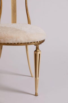 1980s Italian Stamped Palladio Metal and Shearling Palladio Neoclassical Chair