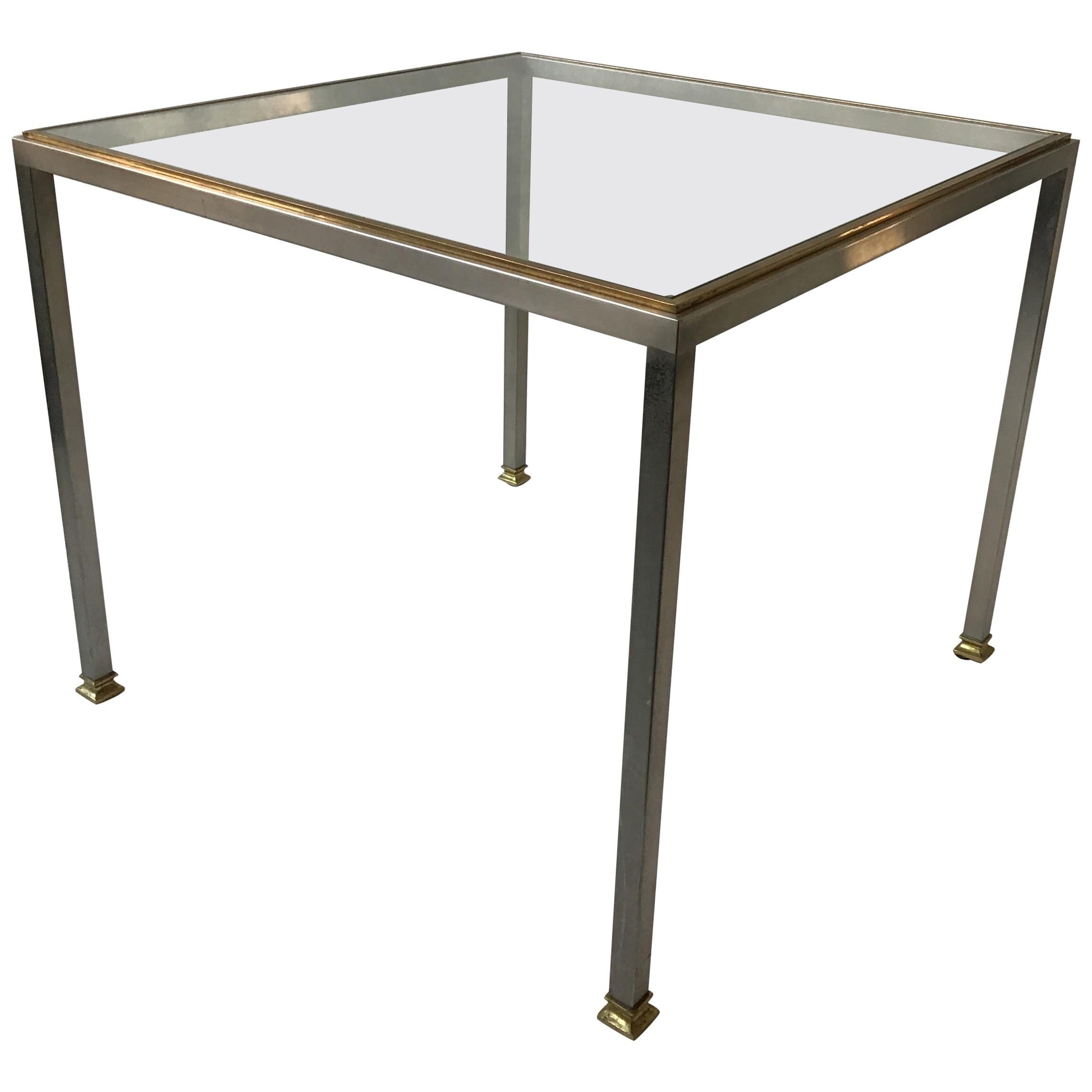 1980s Italian Steel and Brass Side Table