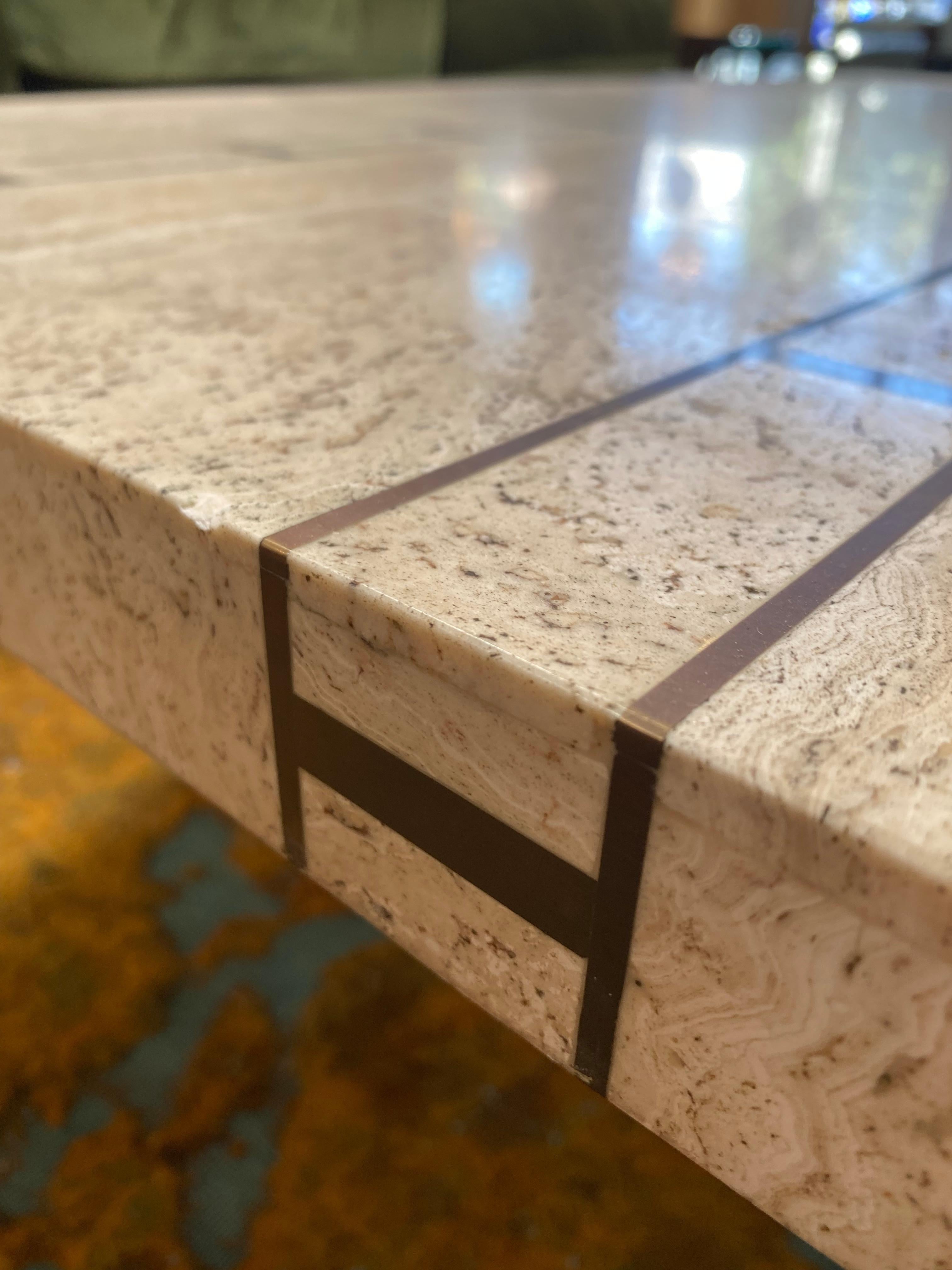 Late 20th Century 1980s Italian Travertine Coffee Table For Sale