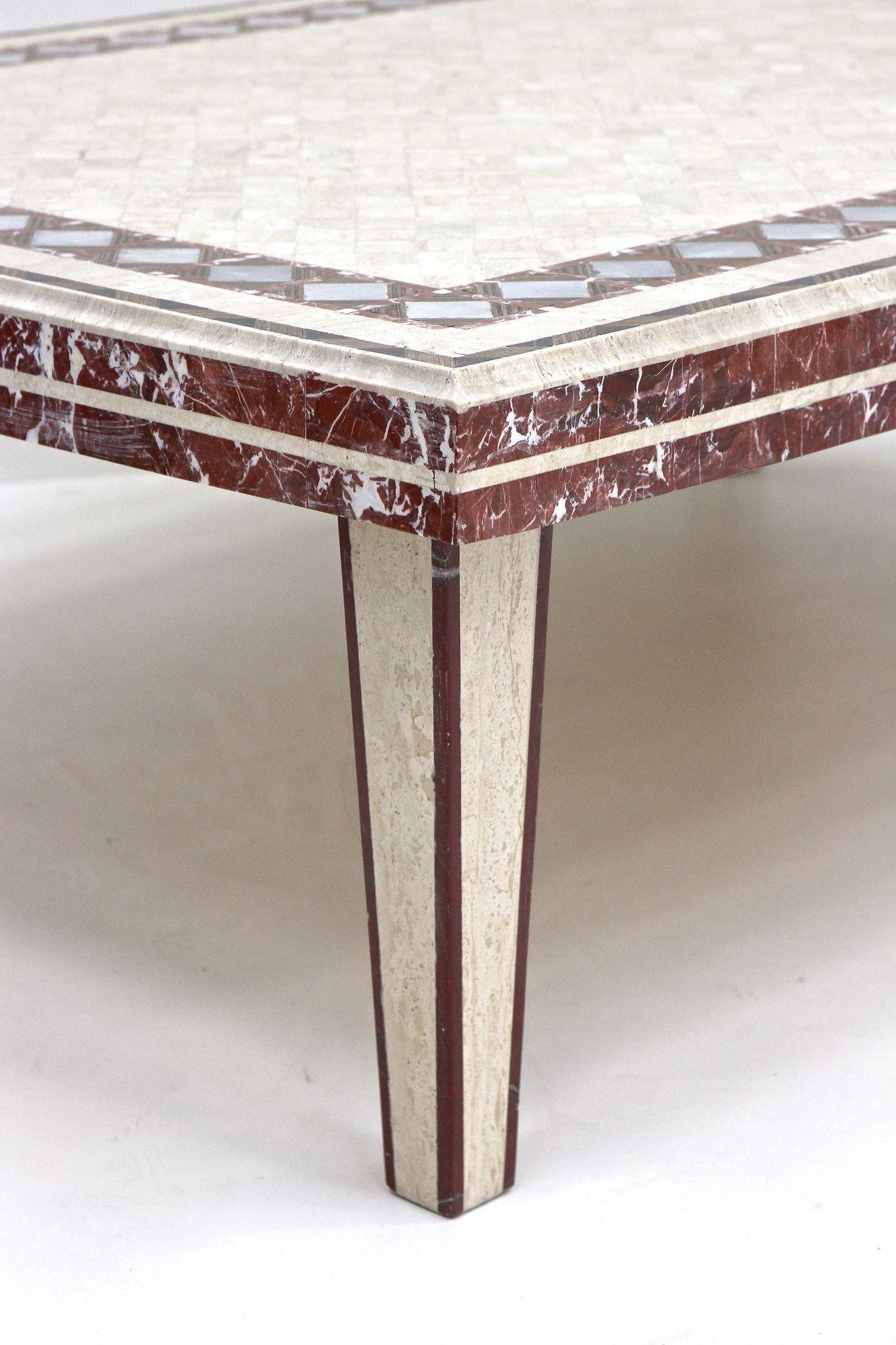 Mesa de centro/sofá italiana de travertino/mármol de los años 80, IT ca. 1980 en venta 2