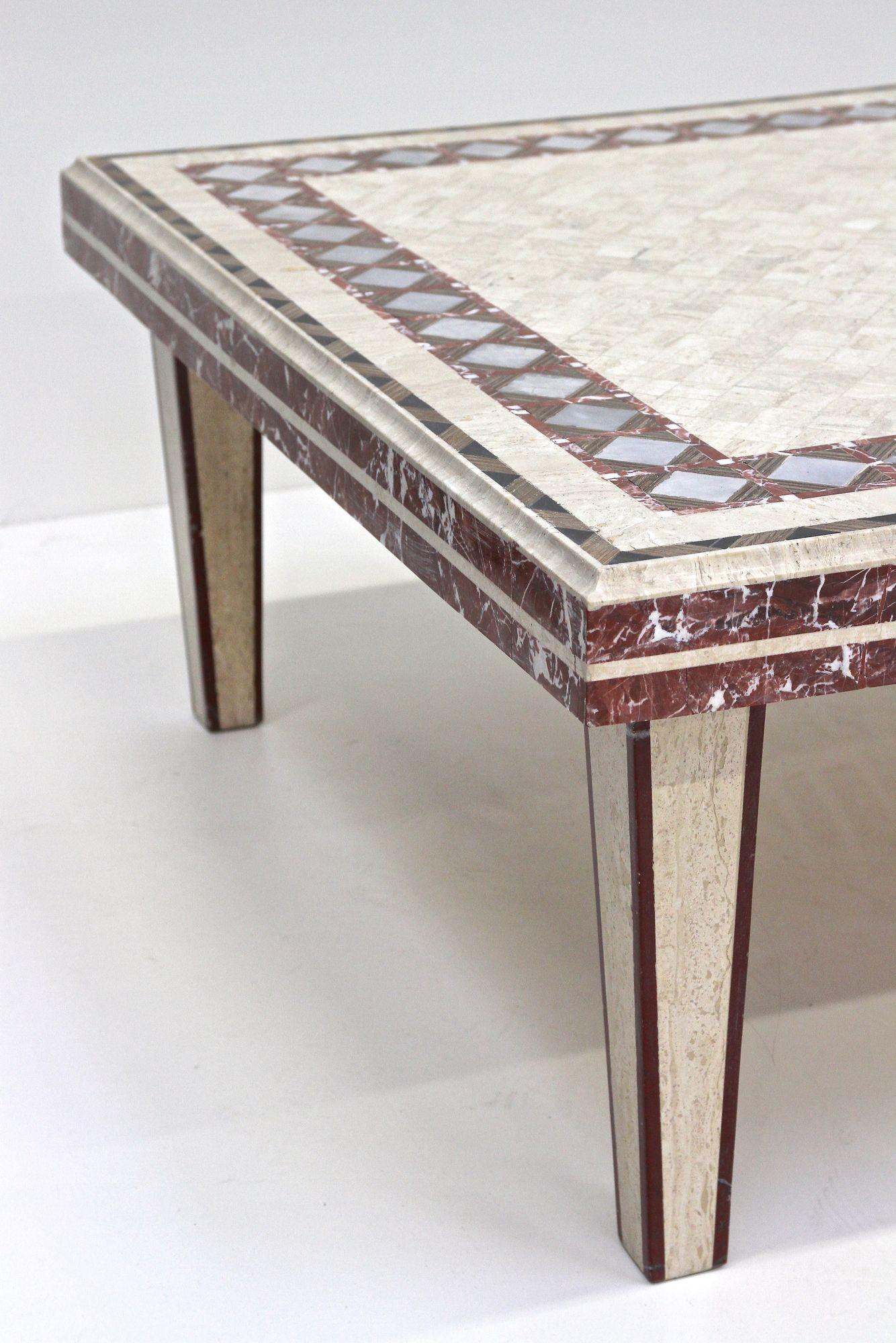 Mesa de centro/sofá italiana de travertino/mármol de los años 80, IT ca. 1980 Moderno de mediados de siglo en venta