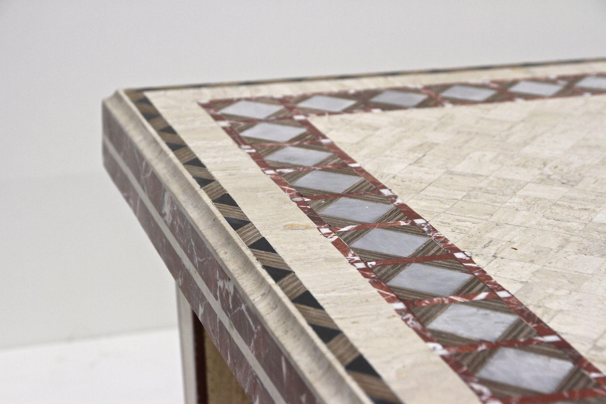 Mesa de centro/sofá italiana de travertino/mármol de los años 80, IT ca. 1980 en Bueno estado para la venta en Lichtenberg, AT
