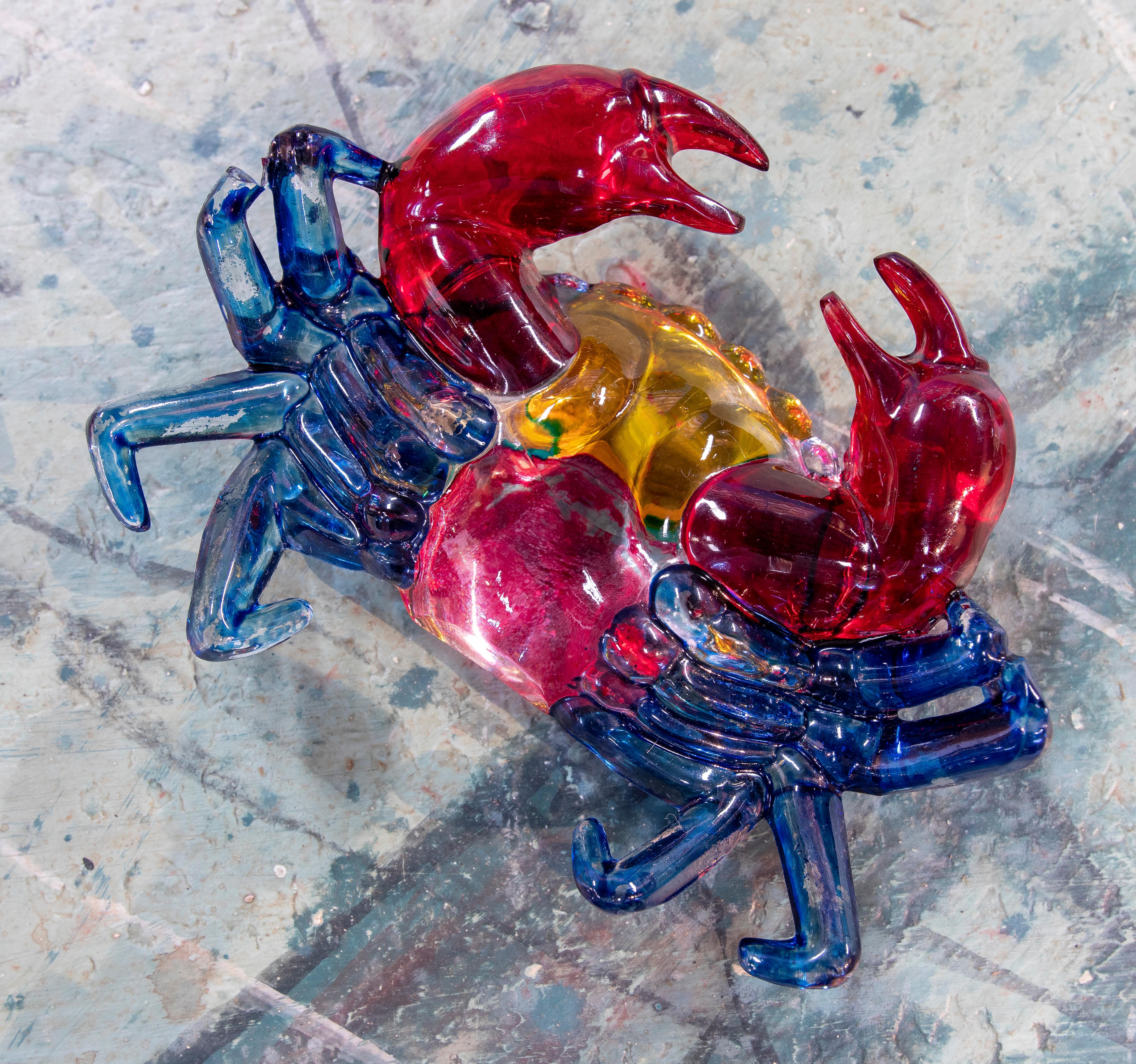 1980s Italian Venetian Murano Coloured Glass Crab Figure Sculpture 5