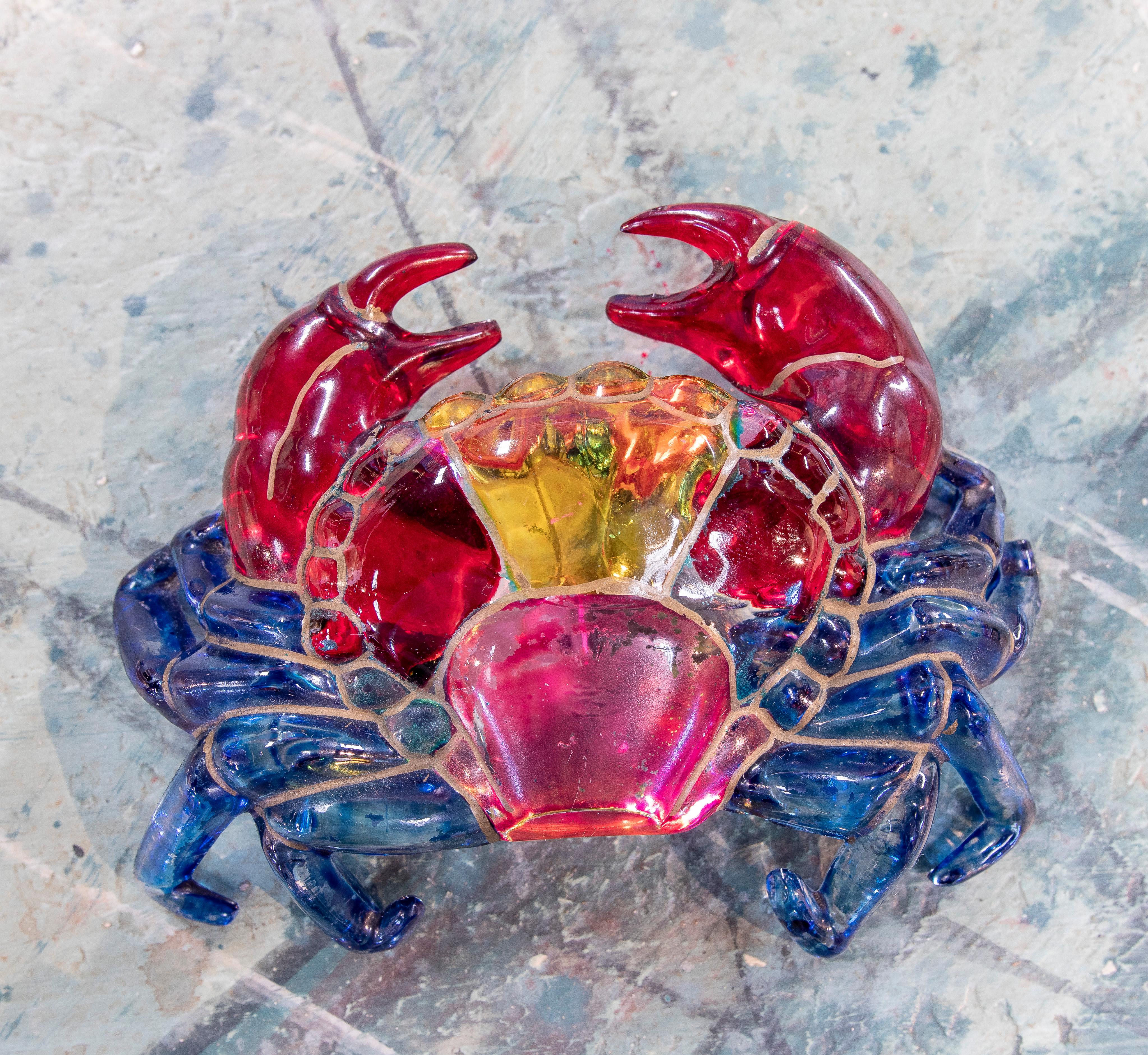 1980s Italian Venetian Murano Coloured Glass Crab Figure Sculpture 6