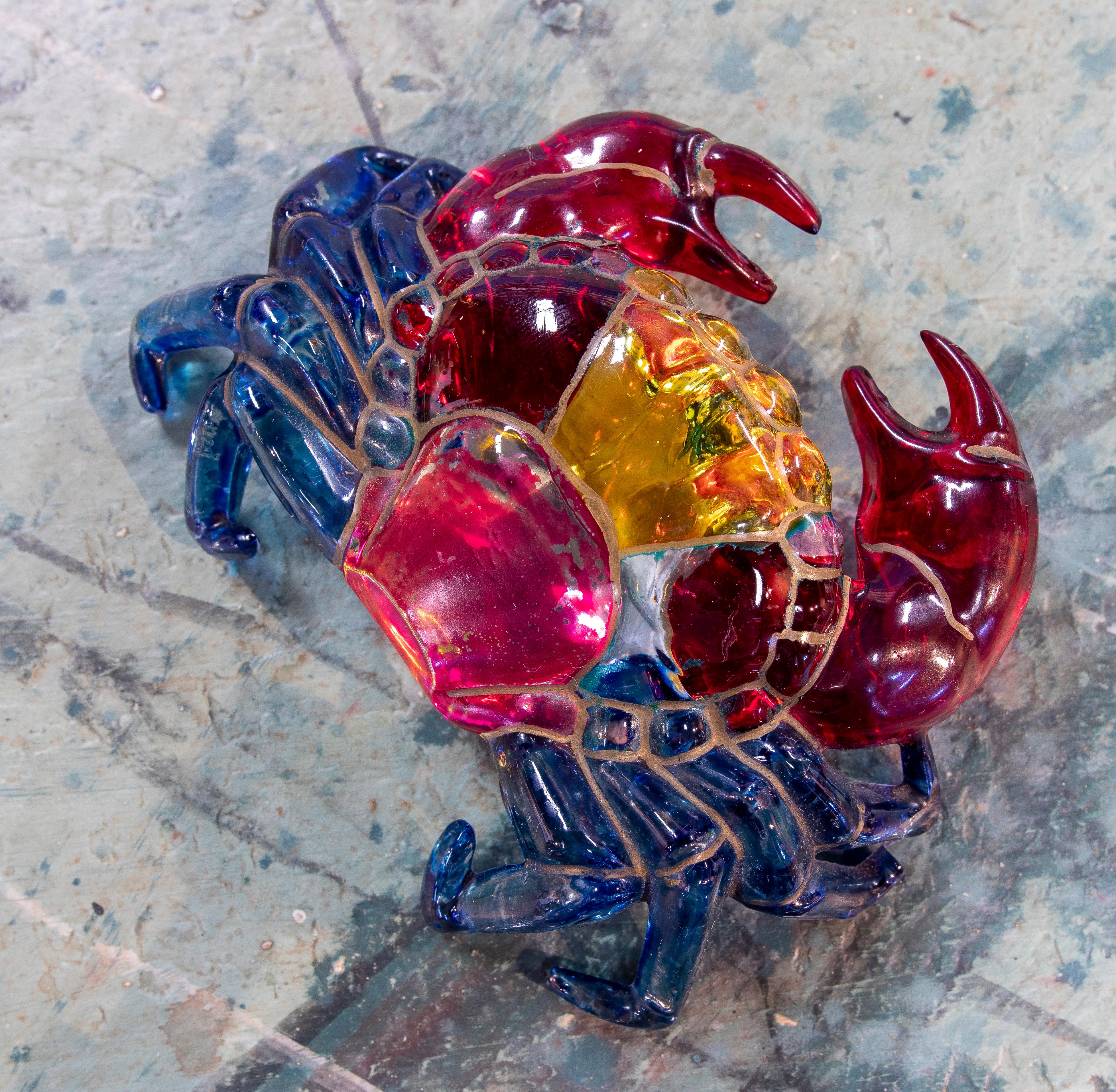 1980s Italian Venetian Murano Coloured Glass Crab Figure Sculpture 2