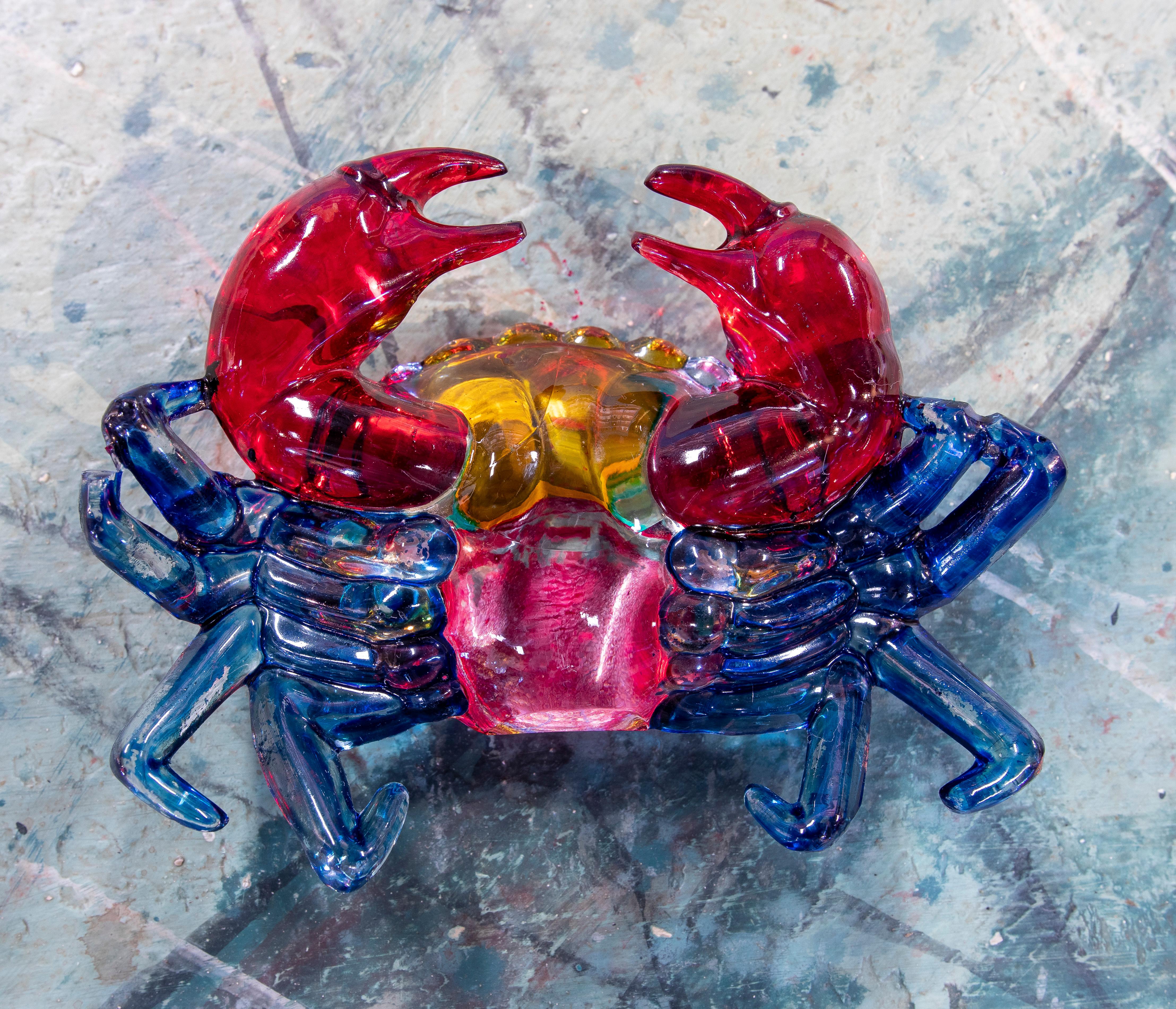 1980s Italian Venetian Murano Coloured Glass Crab Figure Sculpture 4