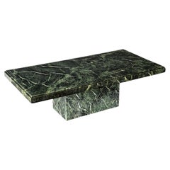Mesa de centro con pedestal de mármol Verde Alpi, Italia, década de los 80