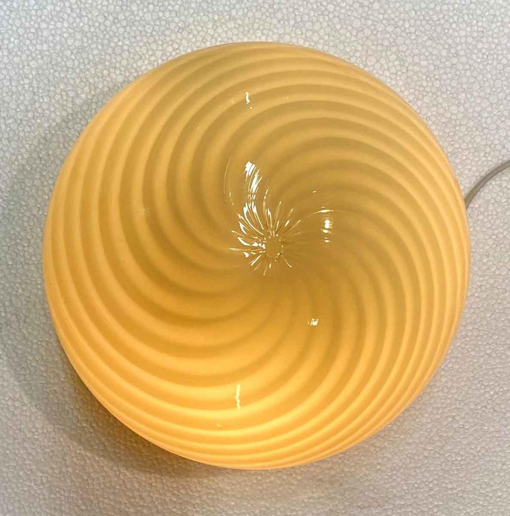 Mid-Century Modern Vetri Murano Swirl Glass Flush Mount Light Quantity Available
