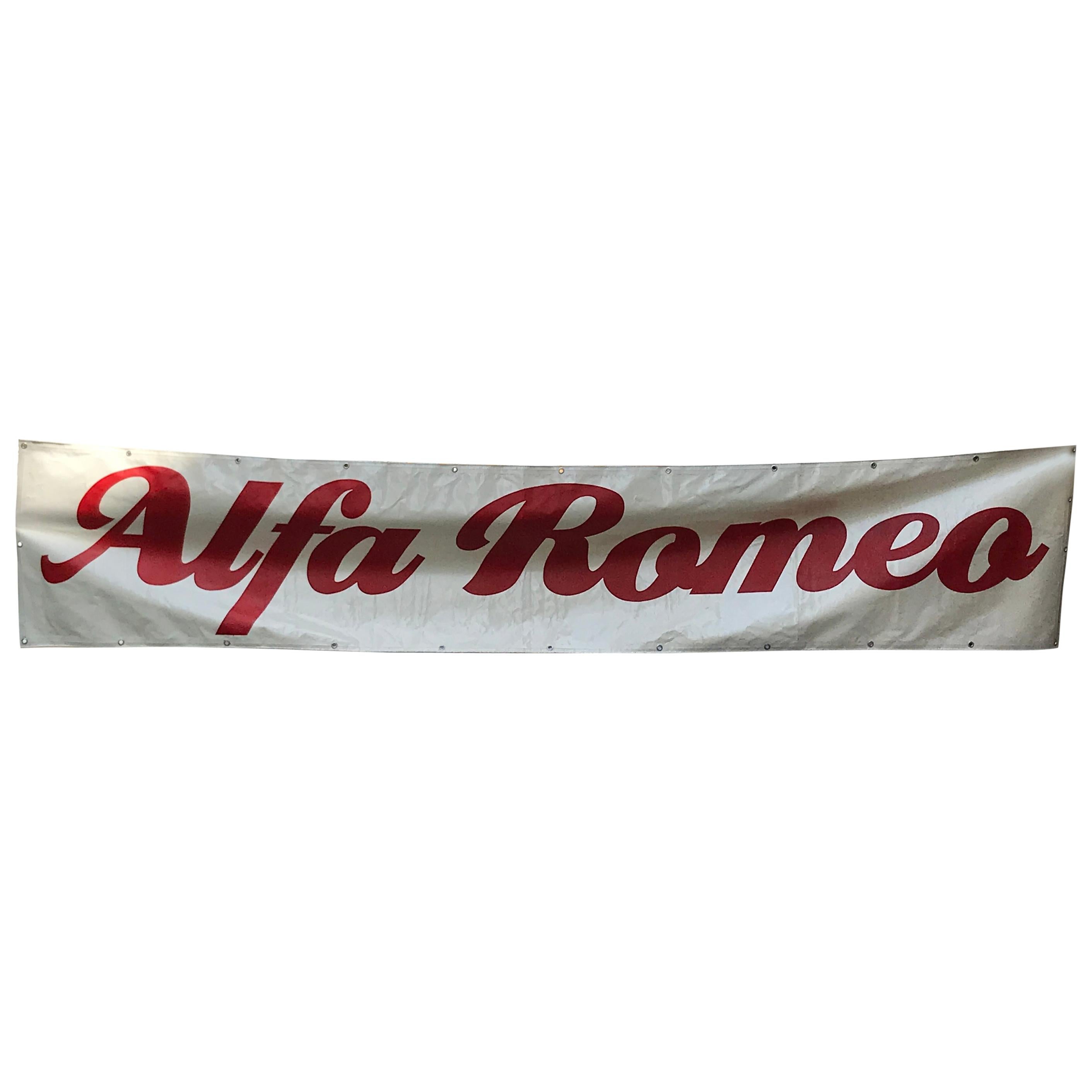 1980s Italian Vintage Five Meters Long PVC Alfa Romeo Advertising Banner For Sale
