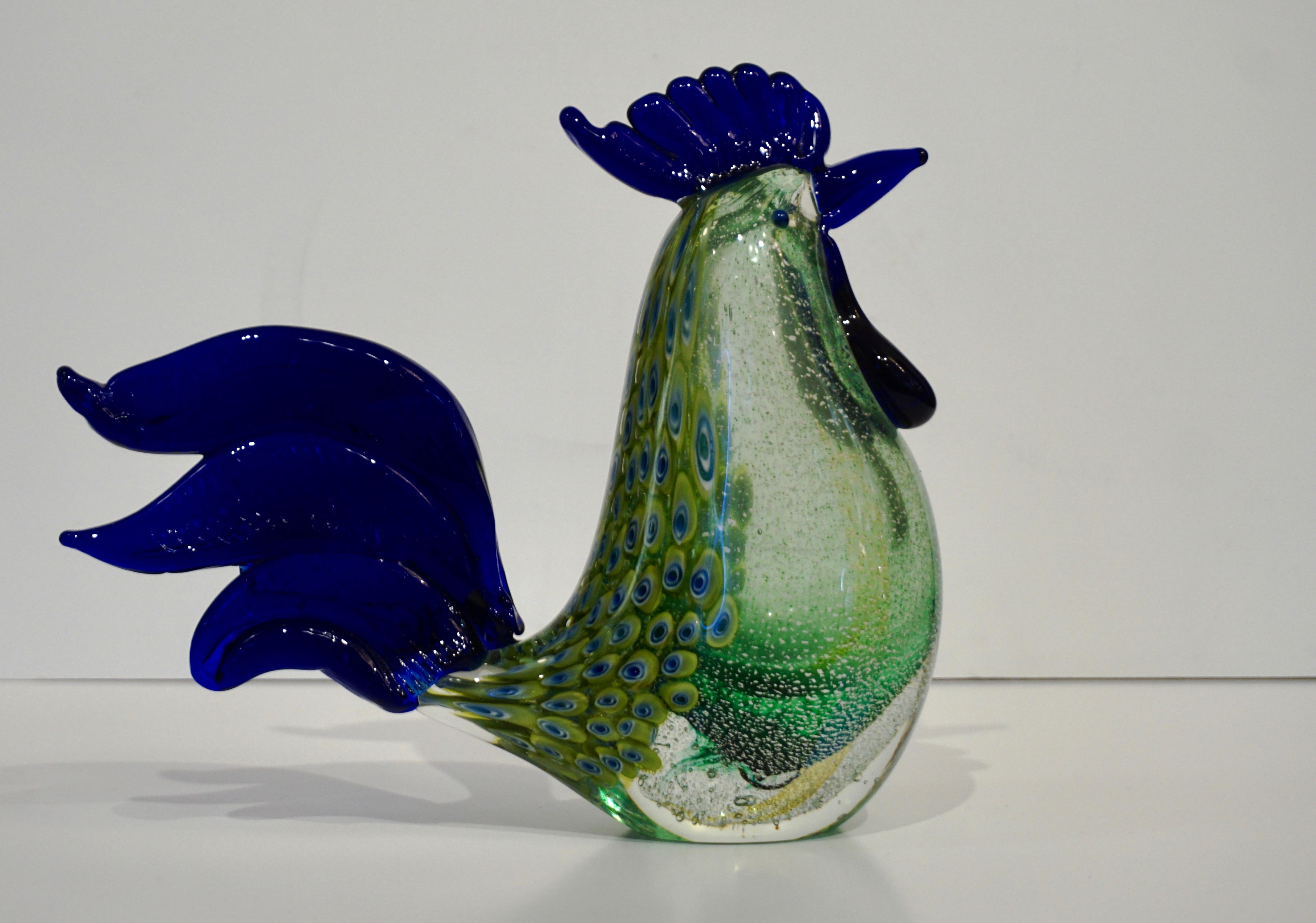 Mid Century Large Murano Art Glass Rooster, Murano Art Glass Cock