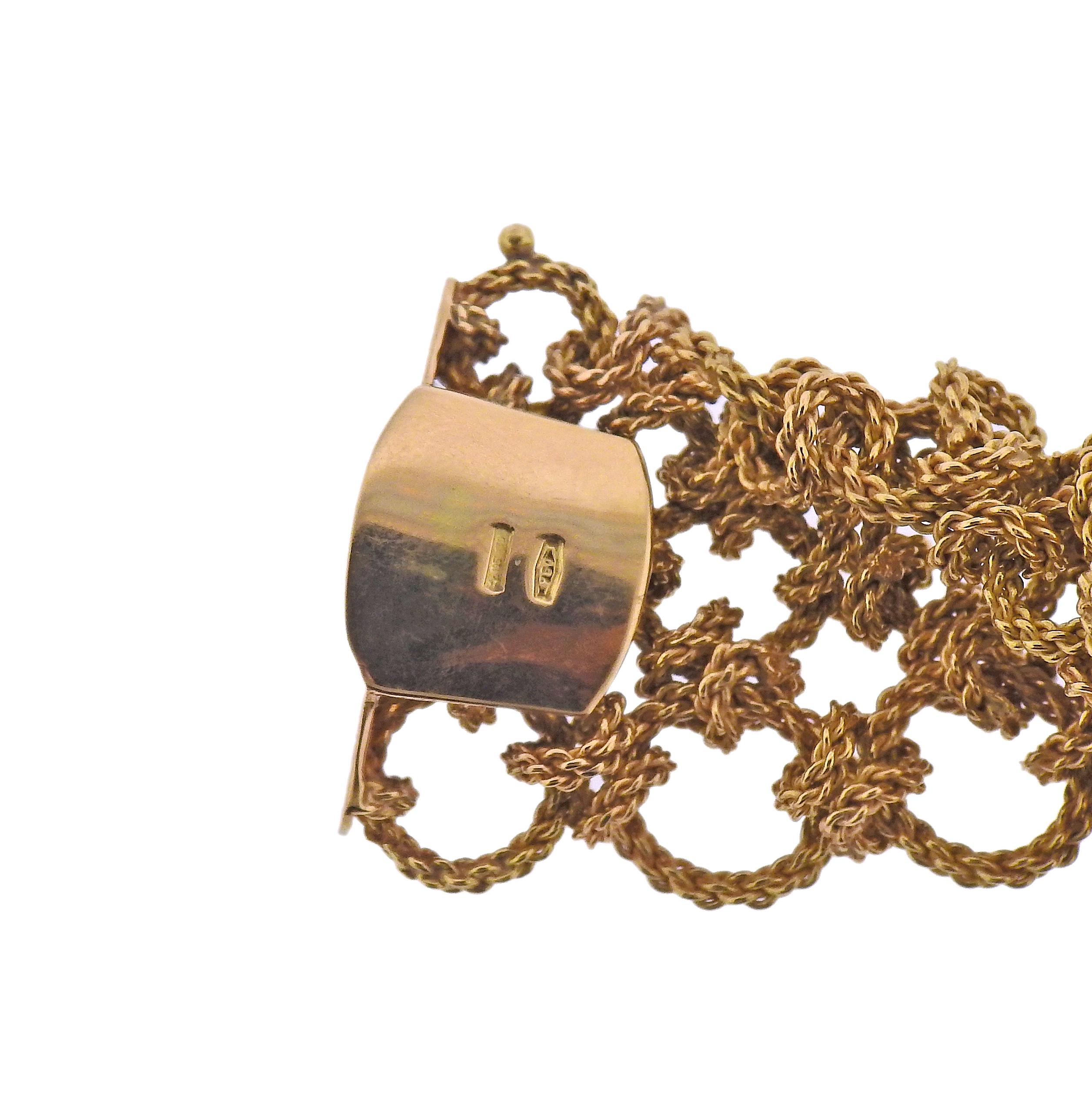 Women's 1980s Italian Woven Gold Necklace For Sale