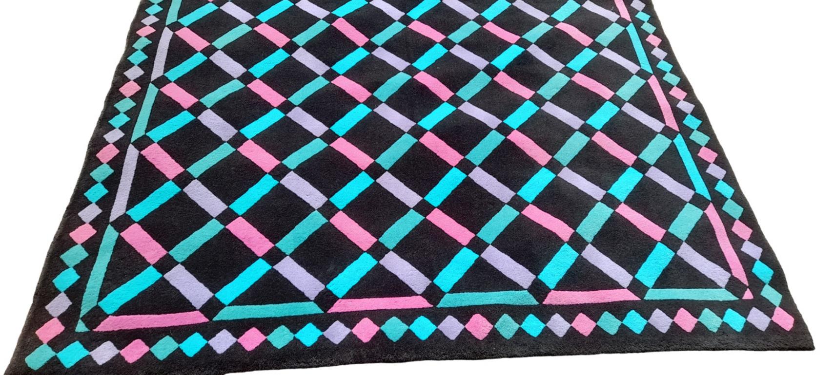 Mid-Century Modern 1980s Italian Woven Pure Wool 