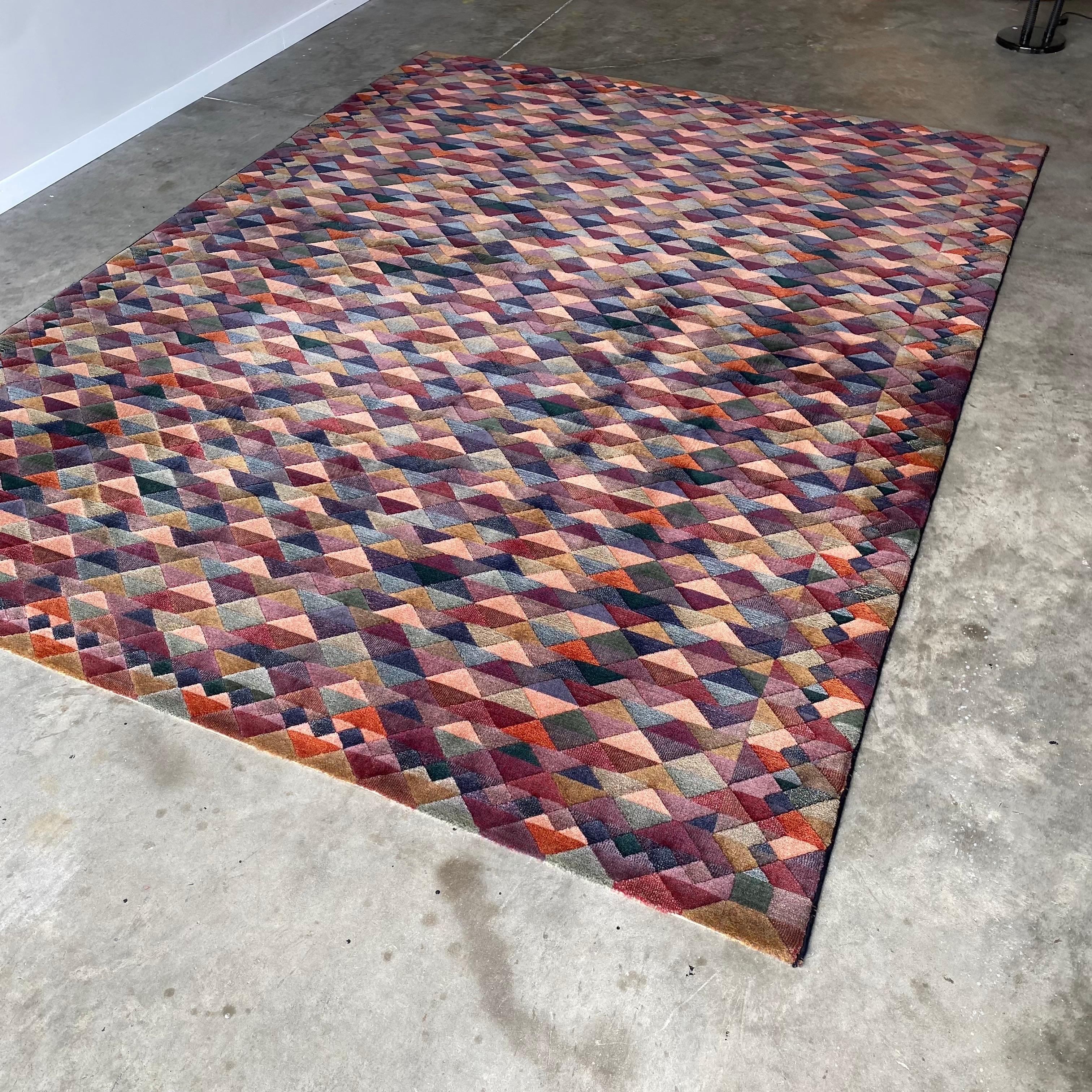 Machine-Made 1980s Italian Woven Pure Wool 