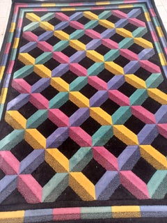 1980s Italian Woven Pure Wool "Optic" Rug Ottavio Missoni for T&J Vestor