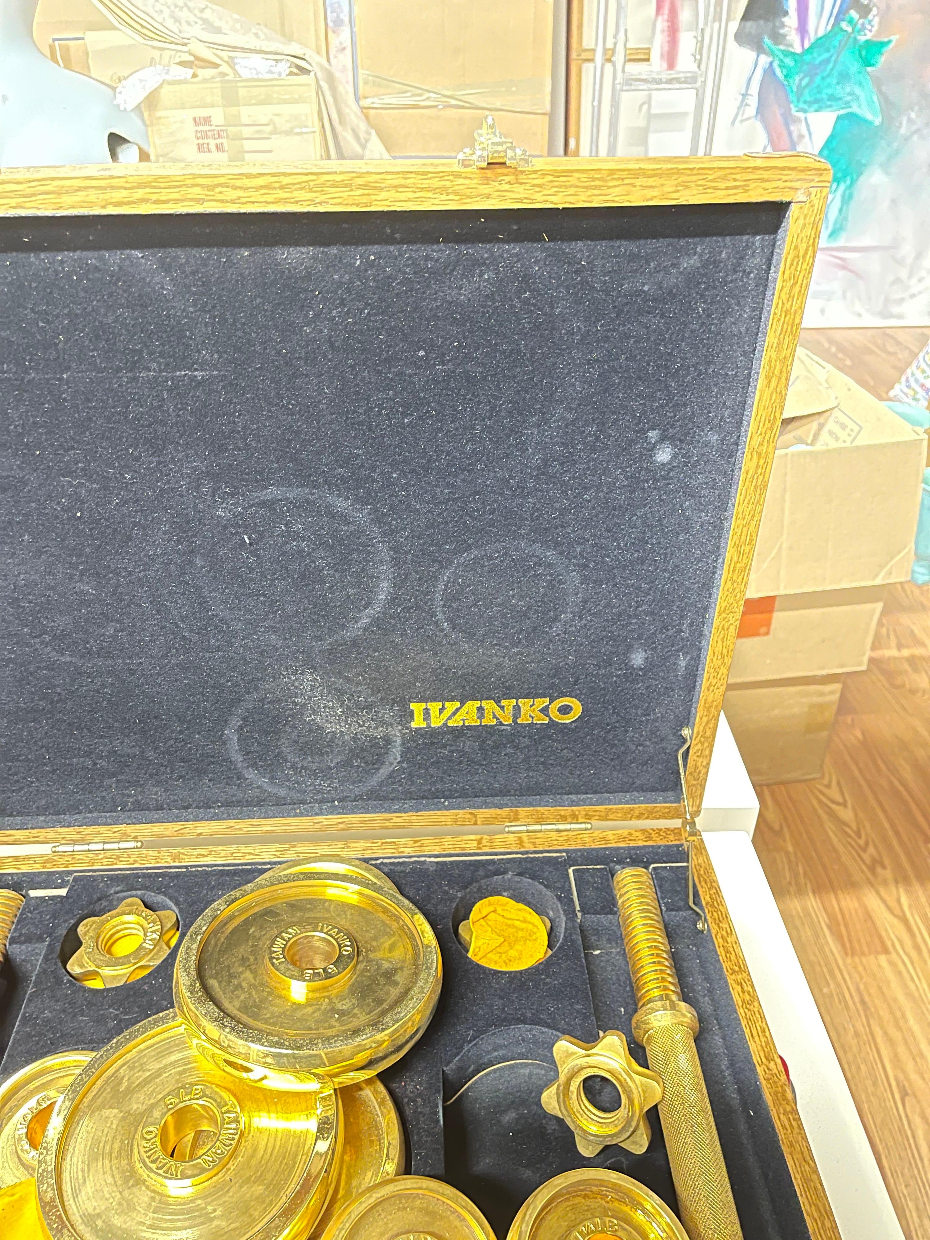 Late 20th Century 1980’s Ivanko 22 Karat Gold Plated Weight Set For Sale