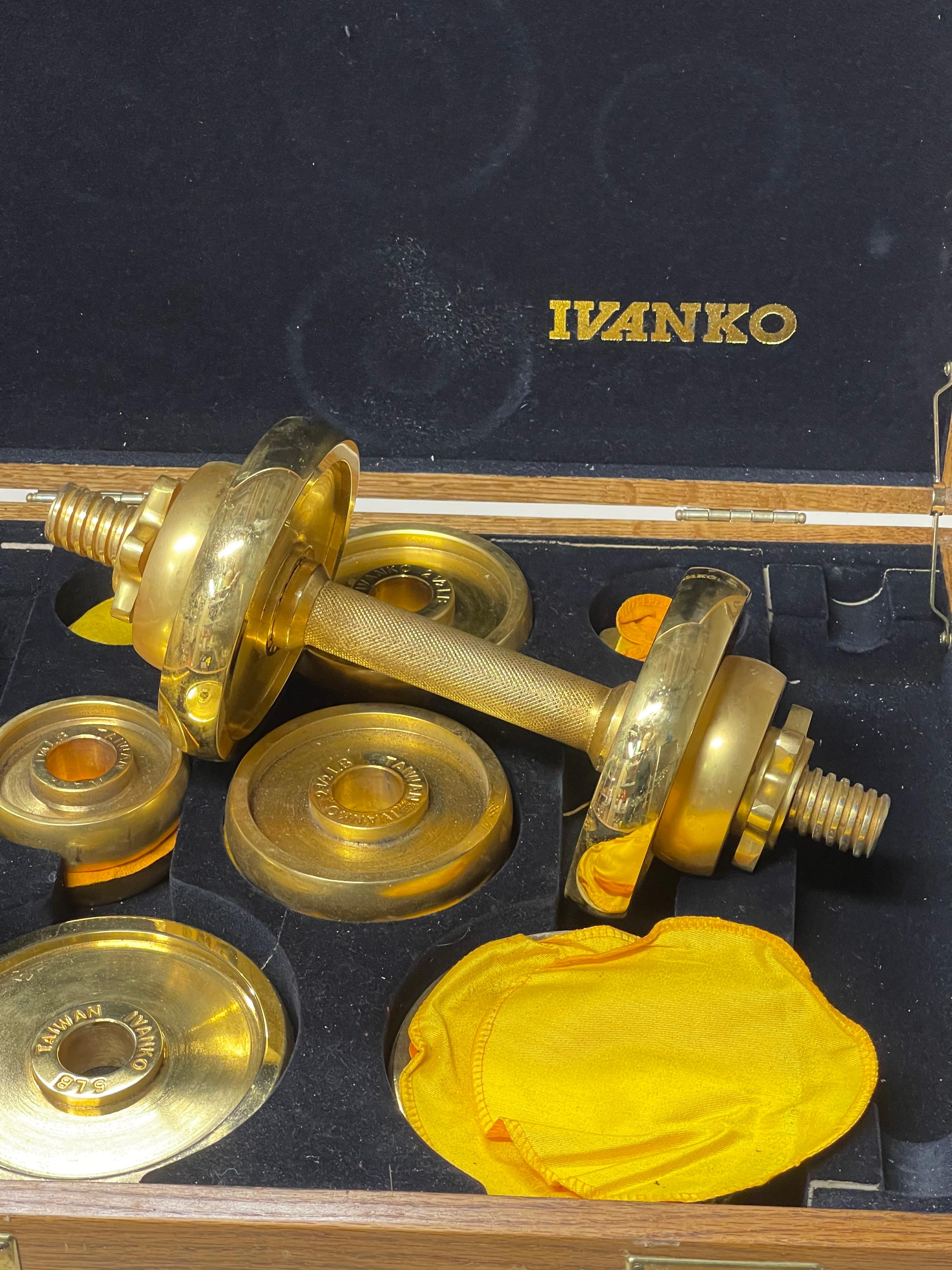 Steel 1980’s Ivanko 22 Karat Gold Plated Weight Set For Sale