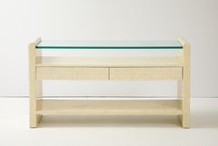 1980's Ivory Colored Tessellated Bone Console Table