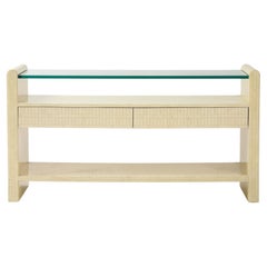 1980's Ivory Colored Tessellated Bone Console Table
