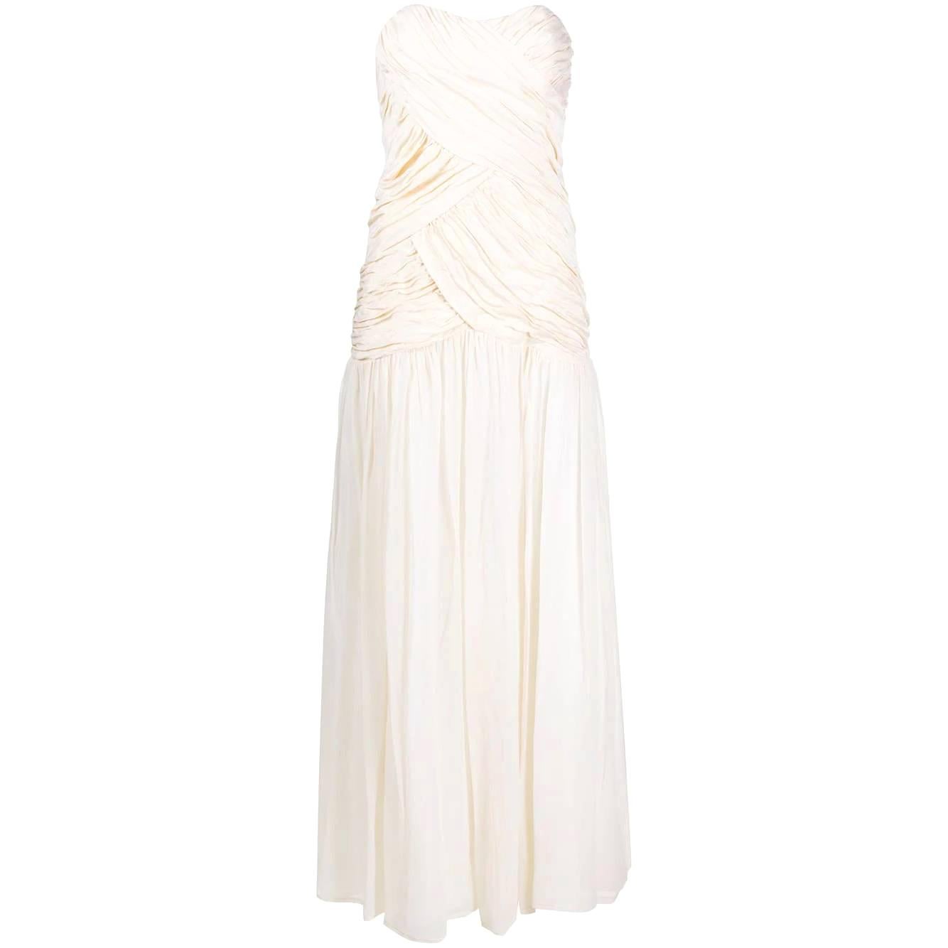 1980s Ivory Heart Neckline Wedding Dress