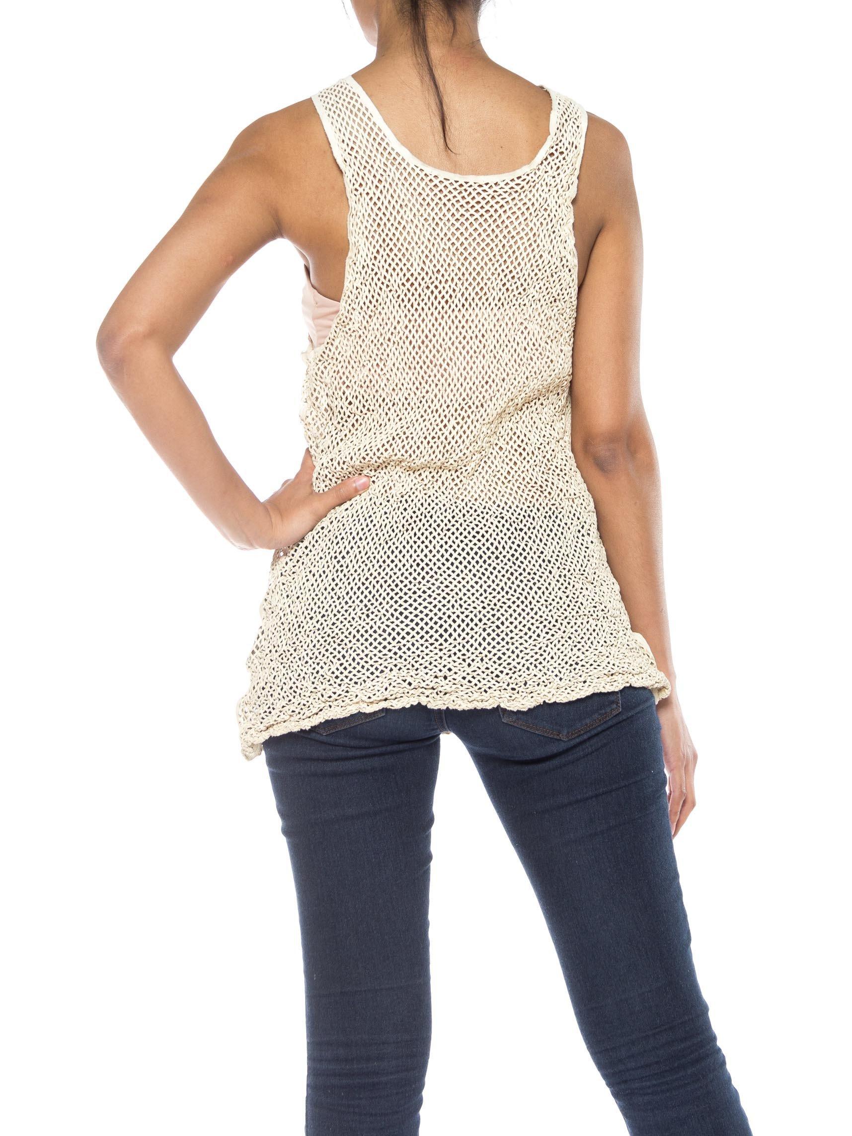 1980S Ivory Leather Net Tank Top In Excellent Condition In New York, NY