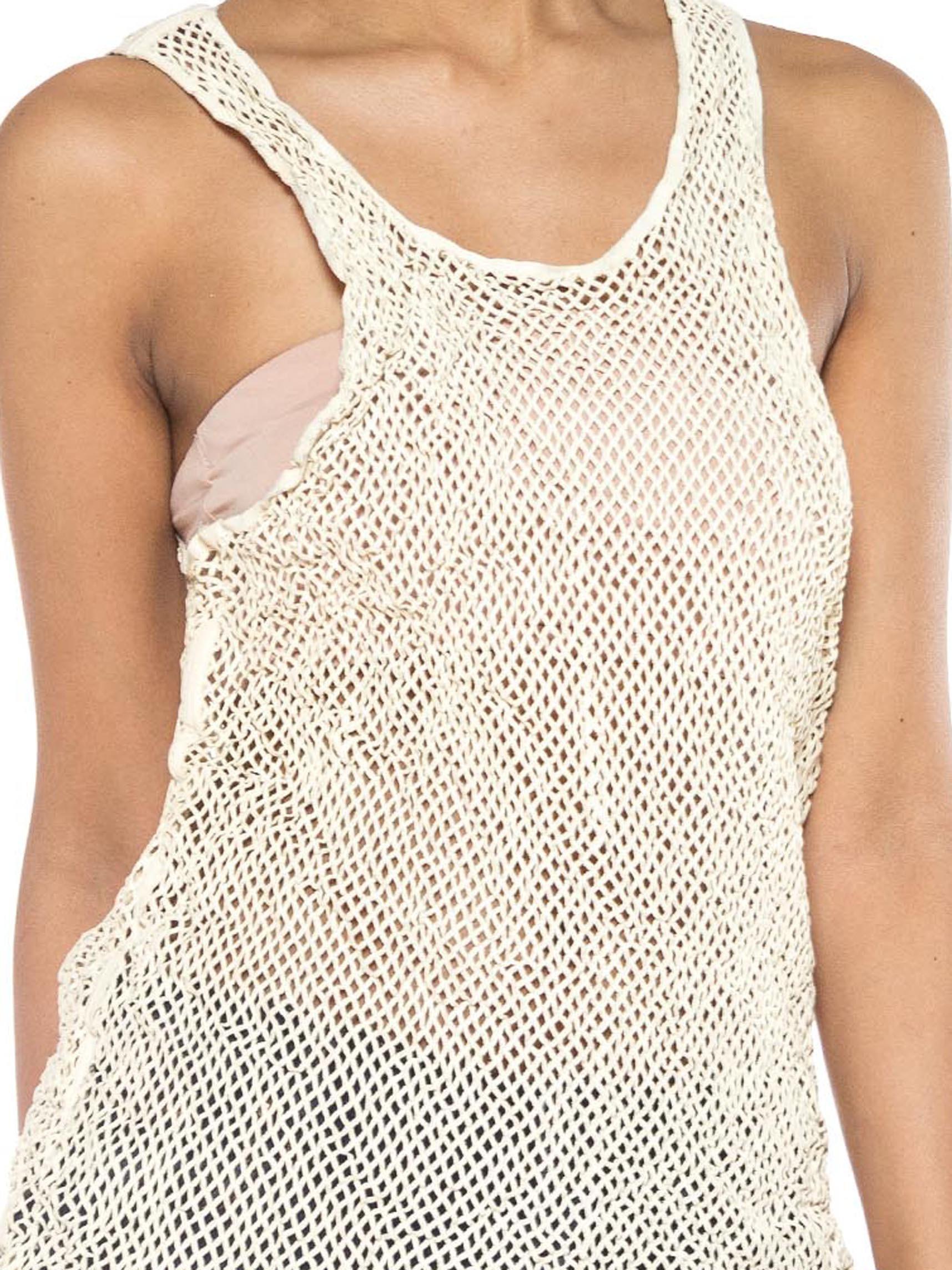 1980S Ivory Leather Net Tank Top 1