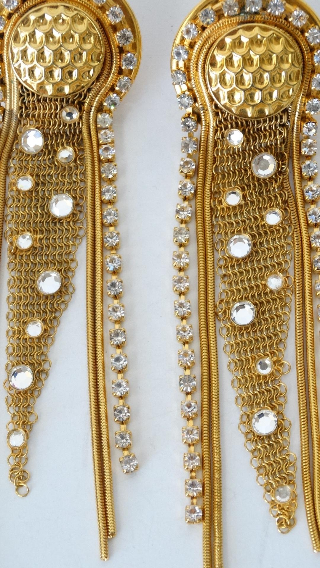 1980s Jack Smile Rhinestone Dangle Earrings In Good Condition In Scottsdale, AZ