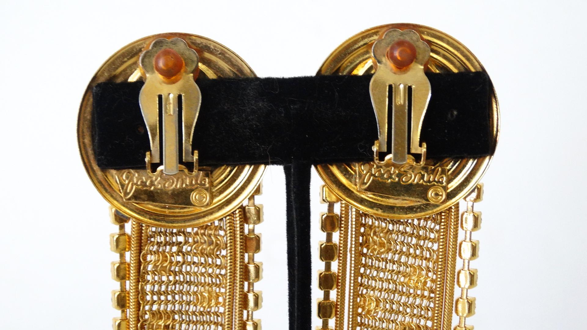 Women's or Men's 1980s Jack Smile Rhinestone Dangle Earrings