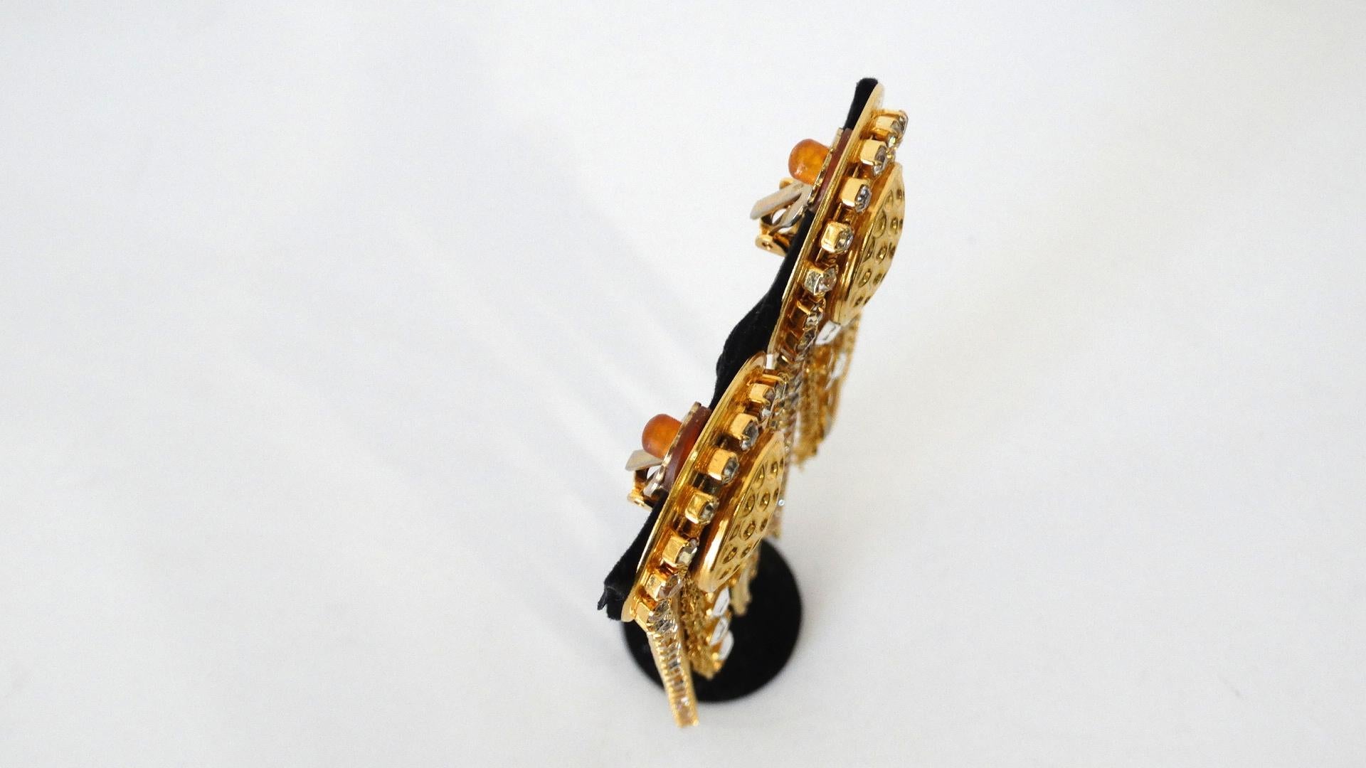 1980s Jack Smile Rhinestone Dangle Earrings 4