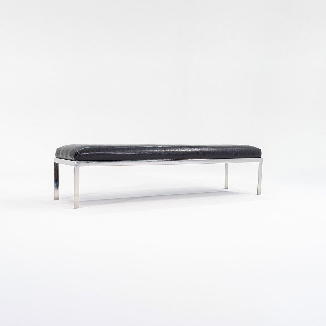 1980s Jacob Epstein for Cumberland Furniture Vinyl & Polished Stainless Bench 3