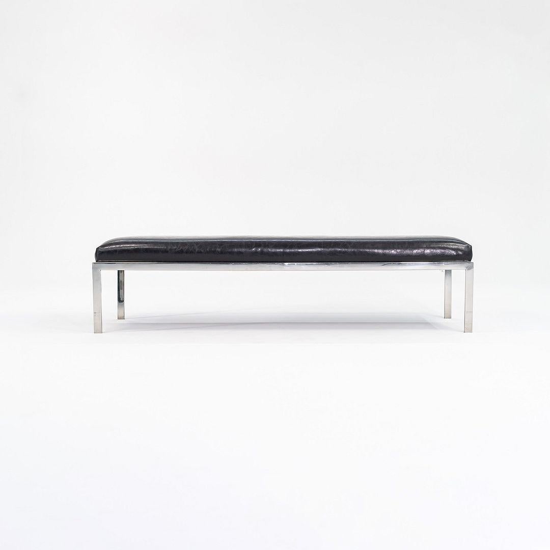 1980s Jacob Epstein for Cumberland Furniture Vinyl & Polished Stainless Bench 1
