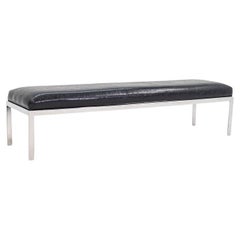 1980s Jacob Epstein for Cumberland Furniture Vinyl & Polished Stainless Bench