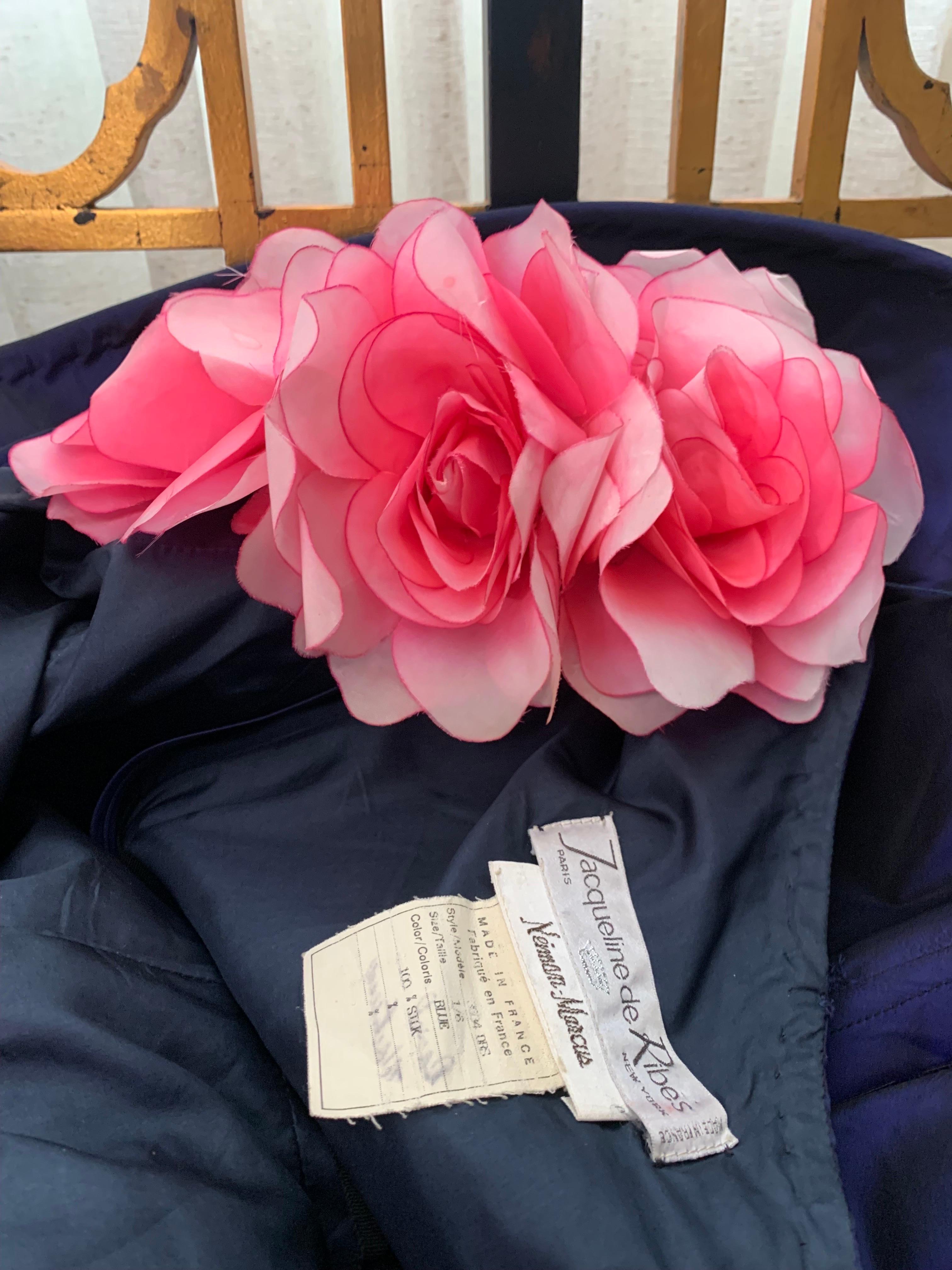 1980s Jacqueline de Ribes Deep Purple Taffeta One-Shoulder Cocktail Dress w Rose For Sale 13