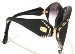 1980'S Jacques Fath French Black & Gold Sunglasses