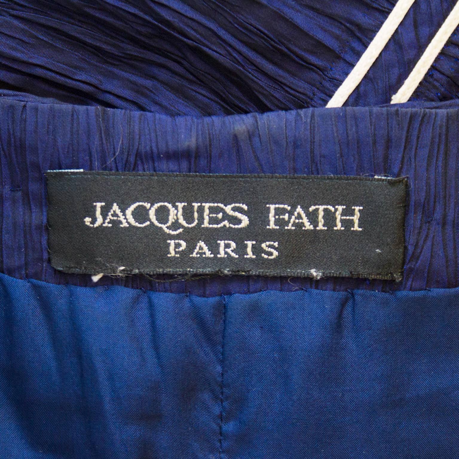 Jacques Fath Navy Blue Micro Pleated Cocktail Dress, 1980s 2